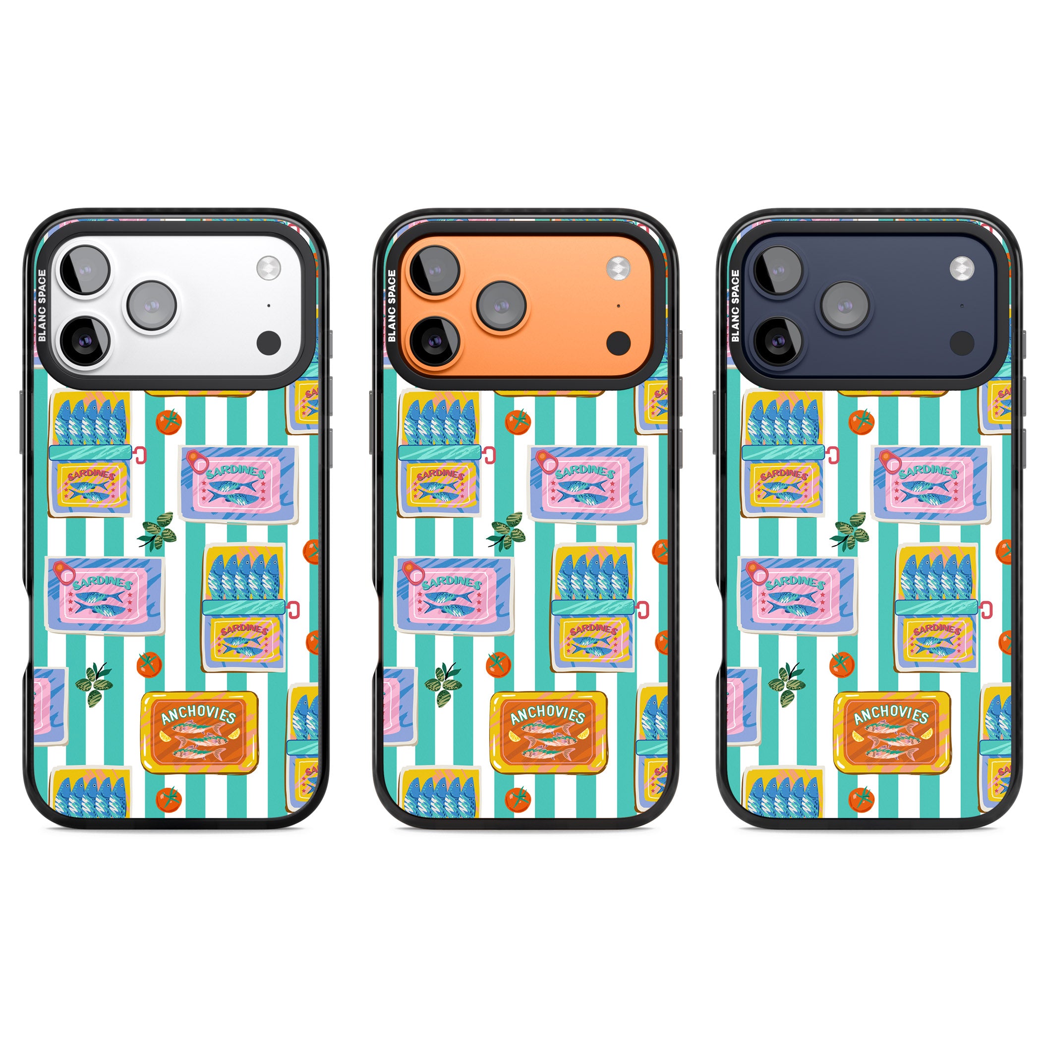 Sardine & Anchovy Stripes iPhone 17 Pro Impact Black Phone Case APT Impact Protection