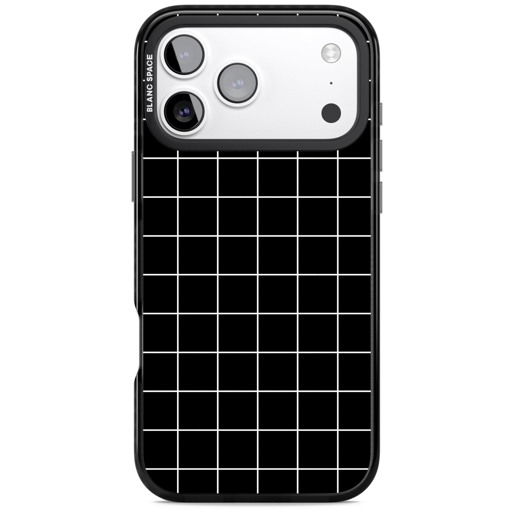 Minimalist Grid Pattern Black iPhone 17 Pro Impact Black Phone Case
