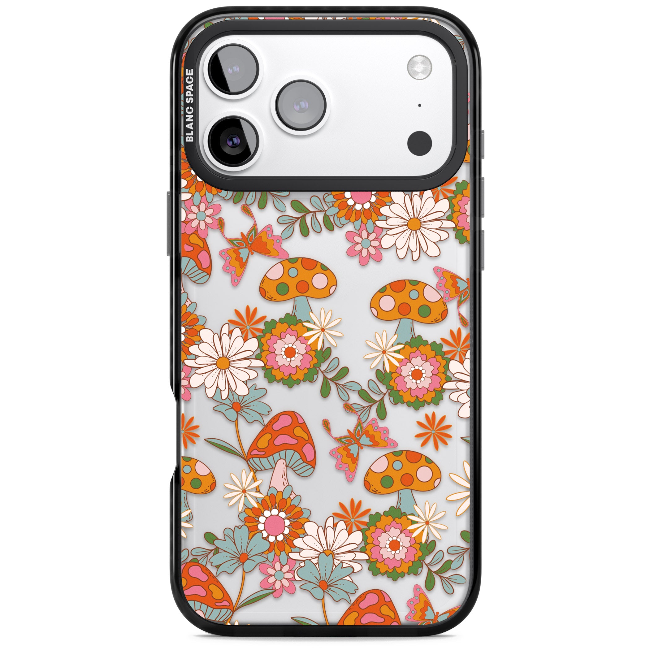 Groovy Shrooms & Flowers iPhone 17 Pro Impact Black Phone Case