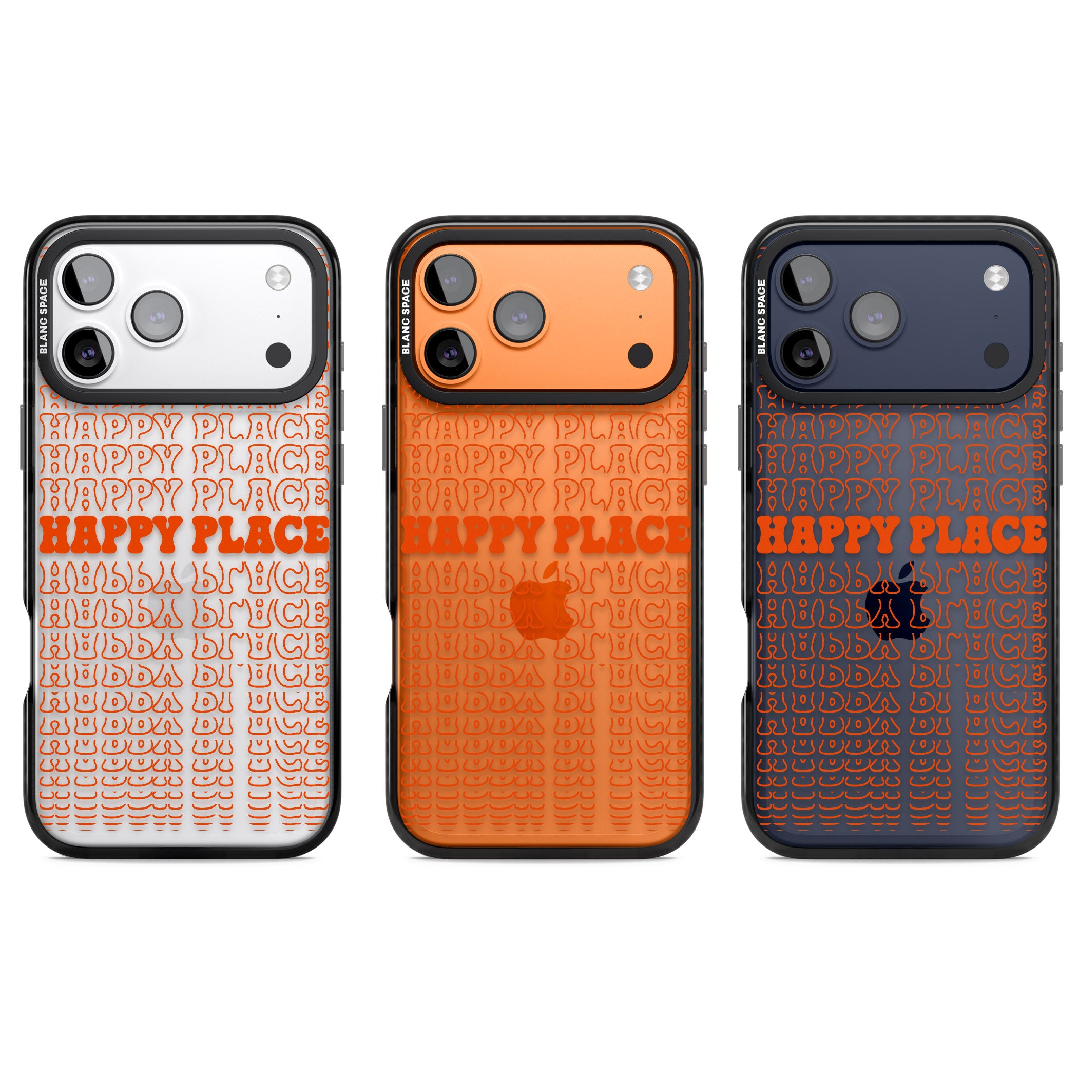 Happy Place (Orange) iPhone 17 Pro Impact Black Phone Case APT Impact Protection