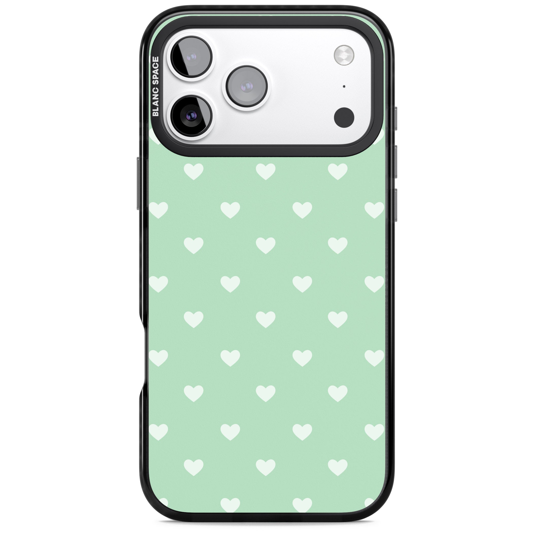 Small Heart Pattern: Green iPhone 17 Pro Max Impact Black Phone Case