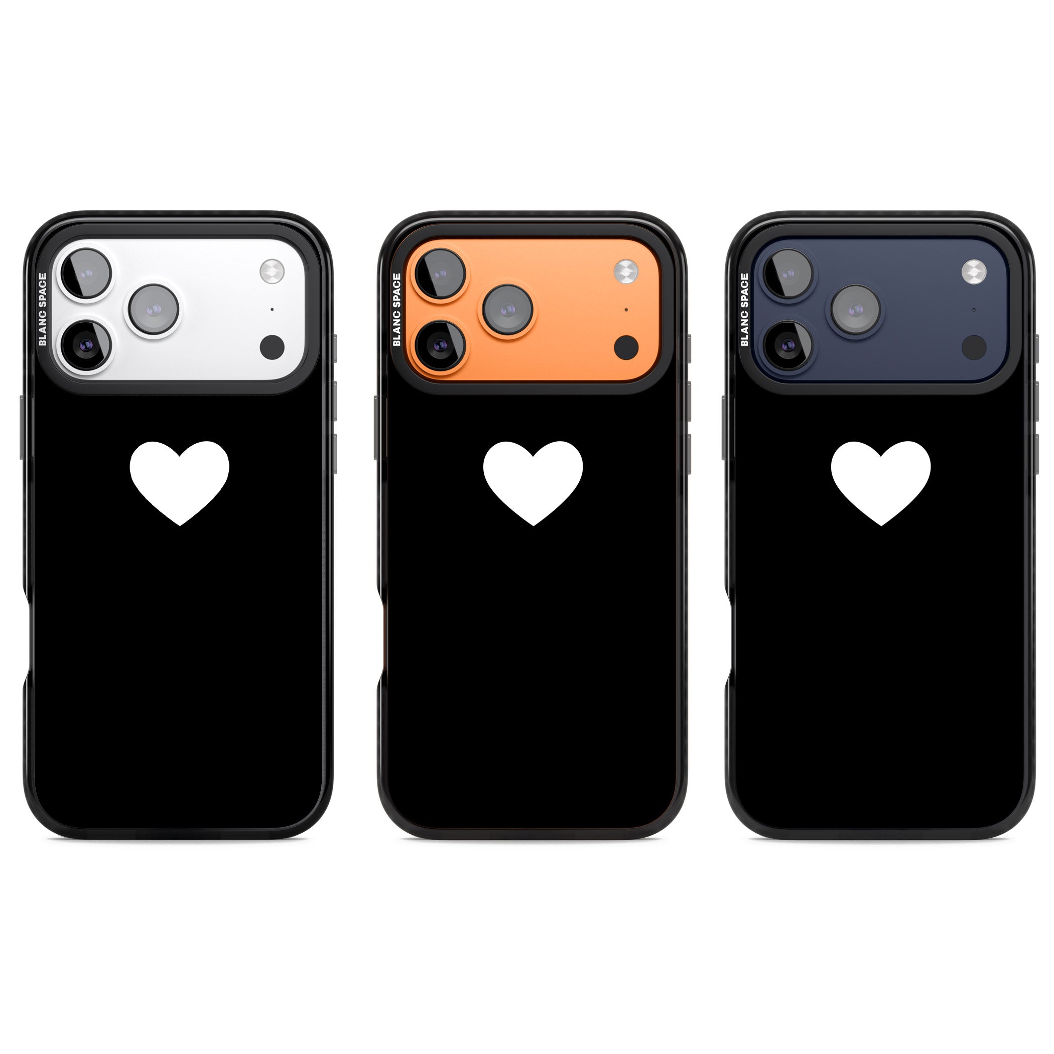 Single Heart Design: White & iPhone 17 Pro Impact Black Phone Case APT Impact Protection