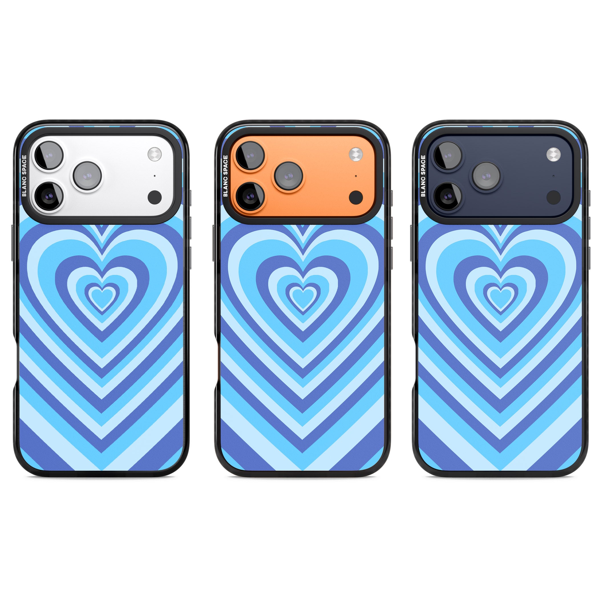 Blue Heart Illusion iPhone 17 Pro Impact Black Phone Case APT Impact Protection