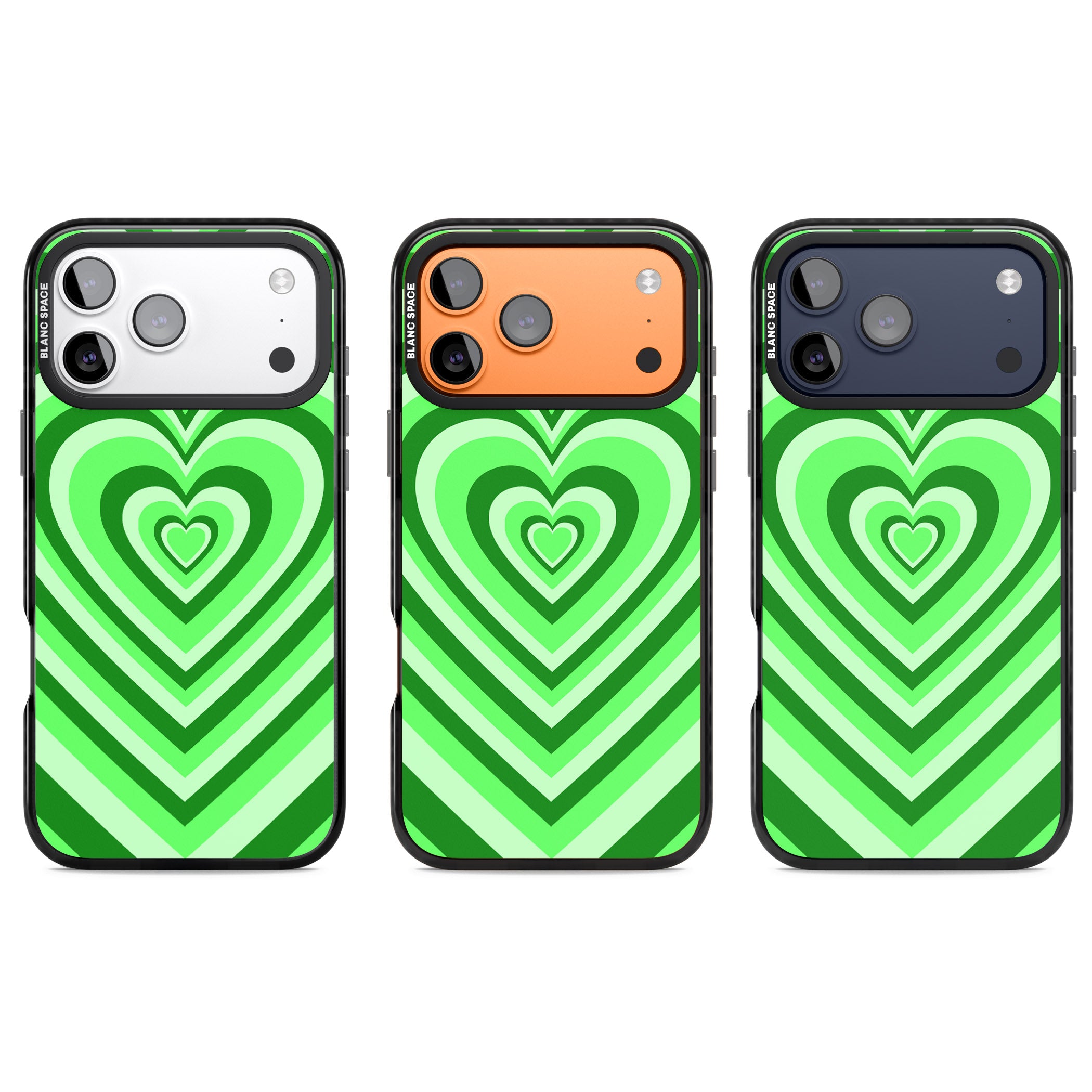Green Heart Illusion iPhone 17 Pro Impact Black Phone Case APT Impact Protection