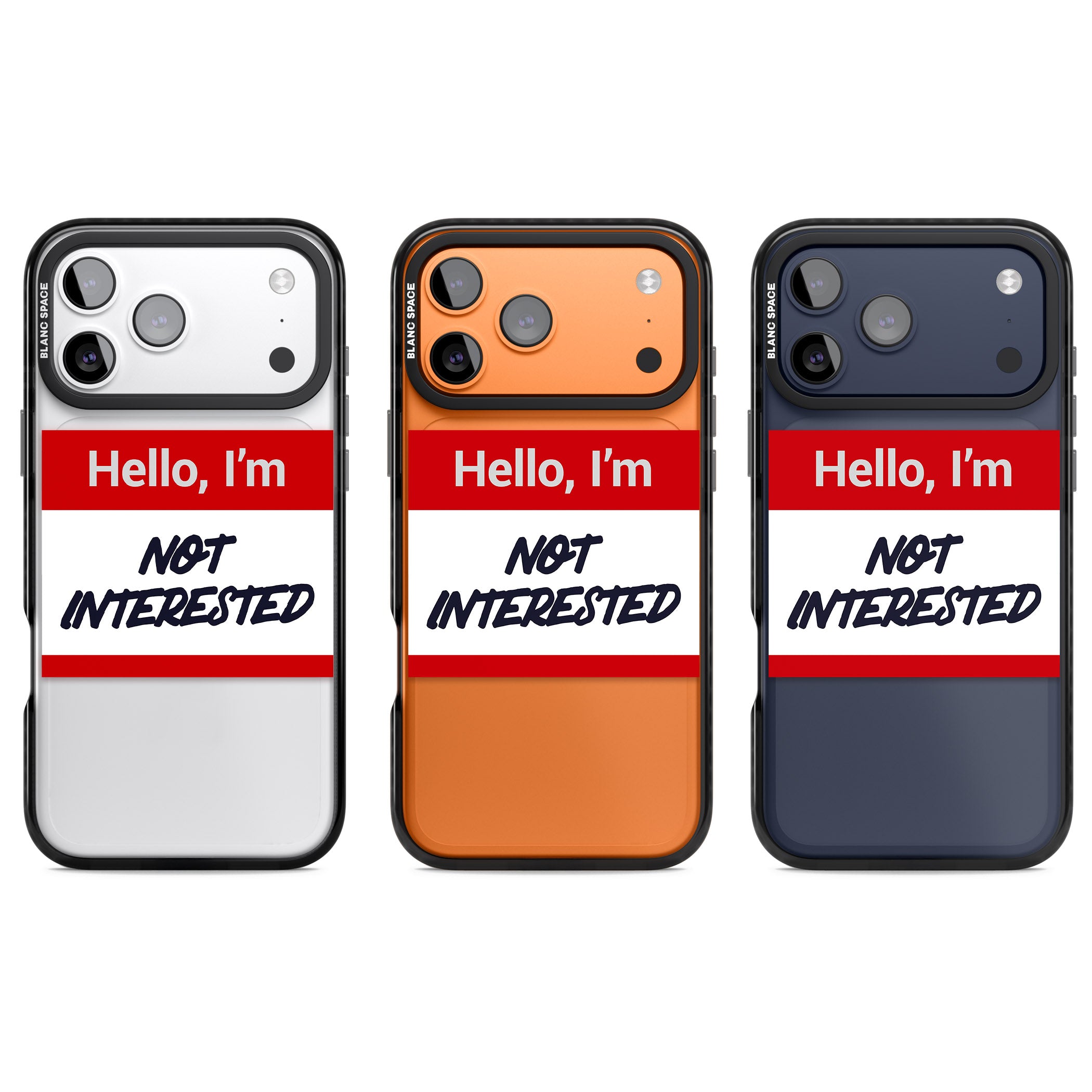 Funny Hello Name Tag Not Interested iPhone 17 Pro Impact Black Phone Case APT Impact Protection