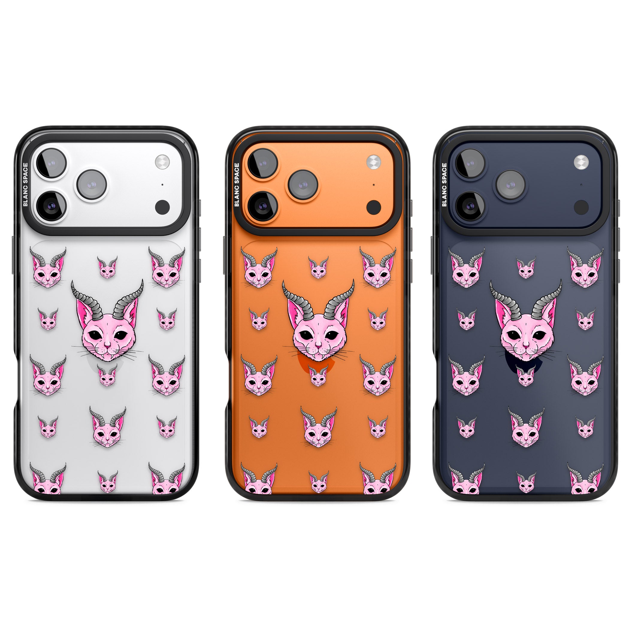 Demon Cat Pattern iPhone 17 Pro Impact Black Phone Case APT Impact Protection