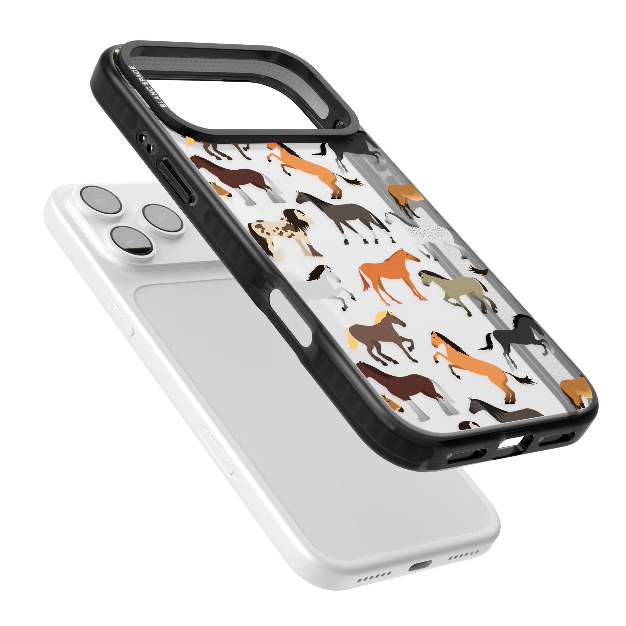 Horse Pattern iPhone 17 Pro Impact Black Phone Case Colours