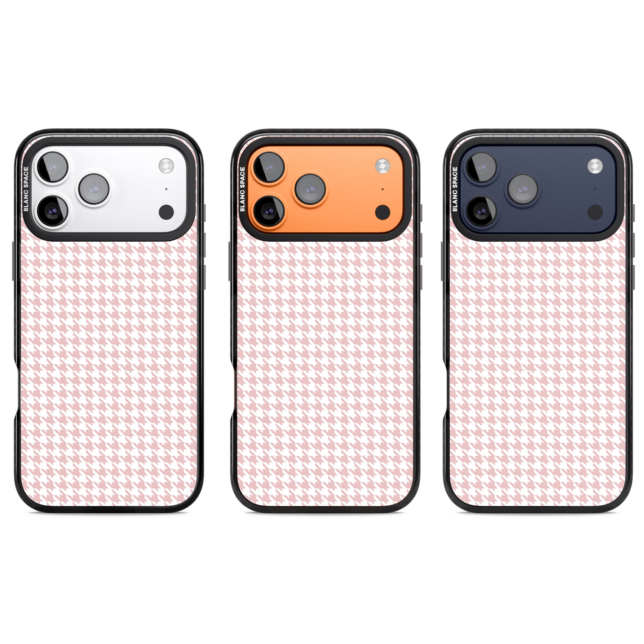 Pink Houndstooth Pattern iPhone 17 Pro Impact Black Phone Case APT Impact Protection