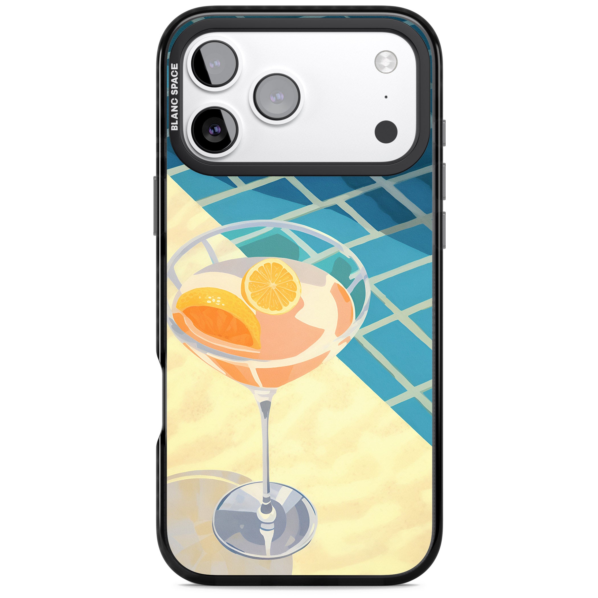 Poolside Citrus Cocktail iPhone 17 Pro Impact Black Phone Case