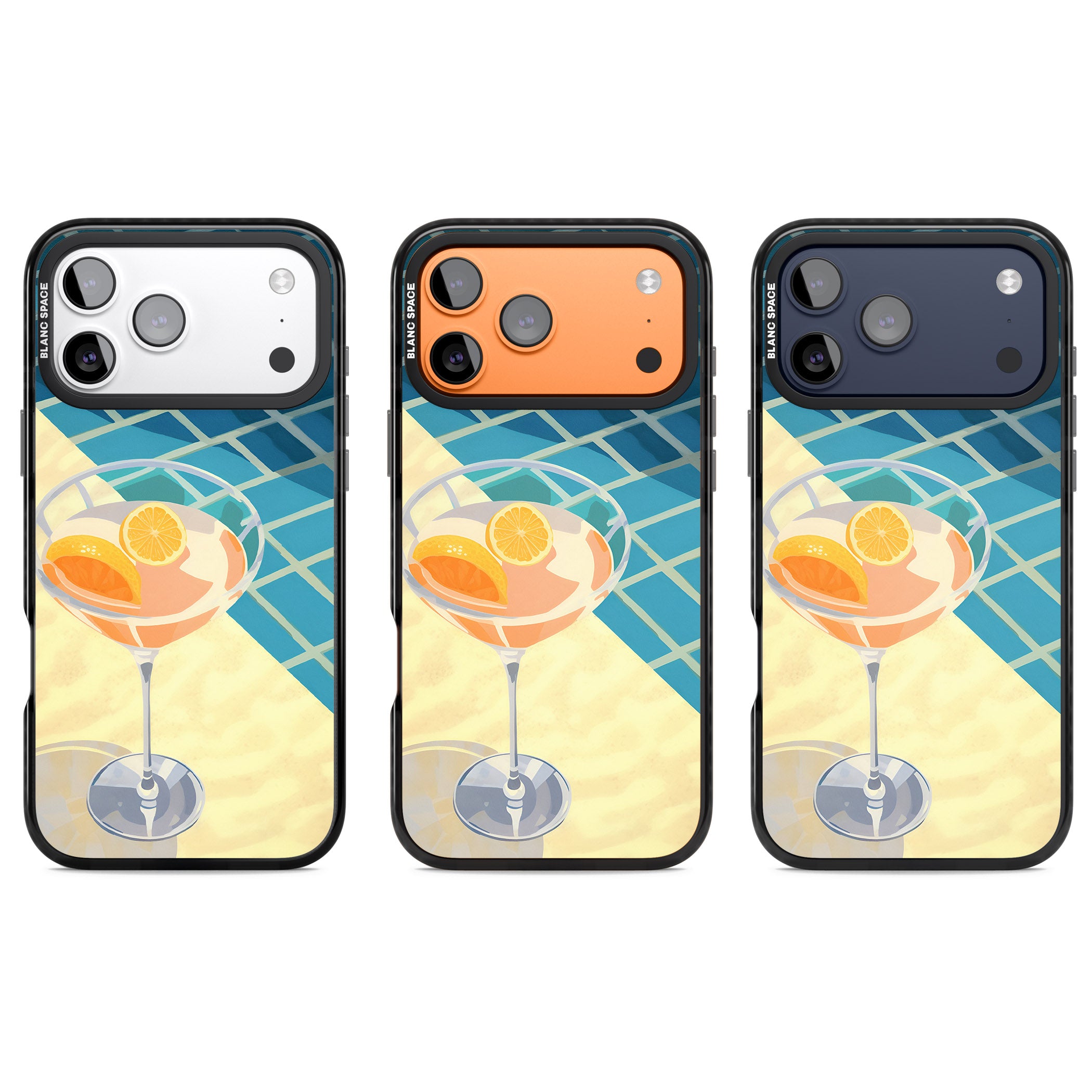 Poolside Citrus Cocktail iPhone 17 Pro Impact Black Phone Case APT Impact Protection