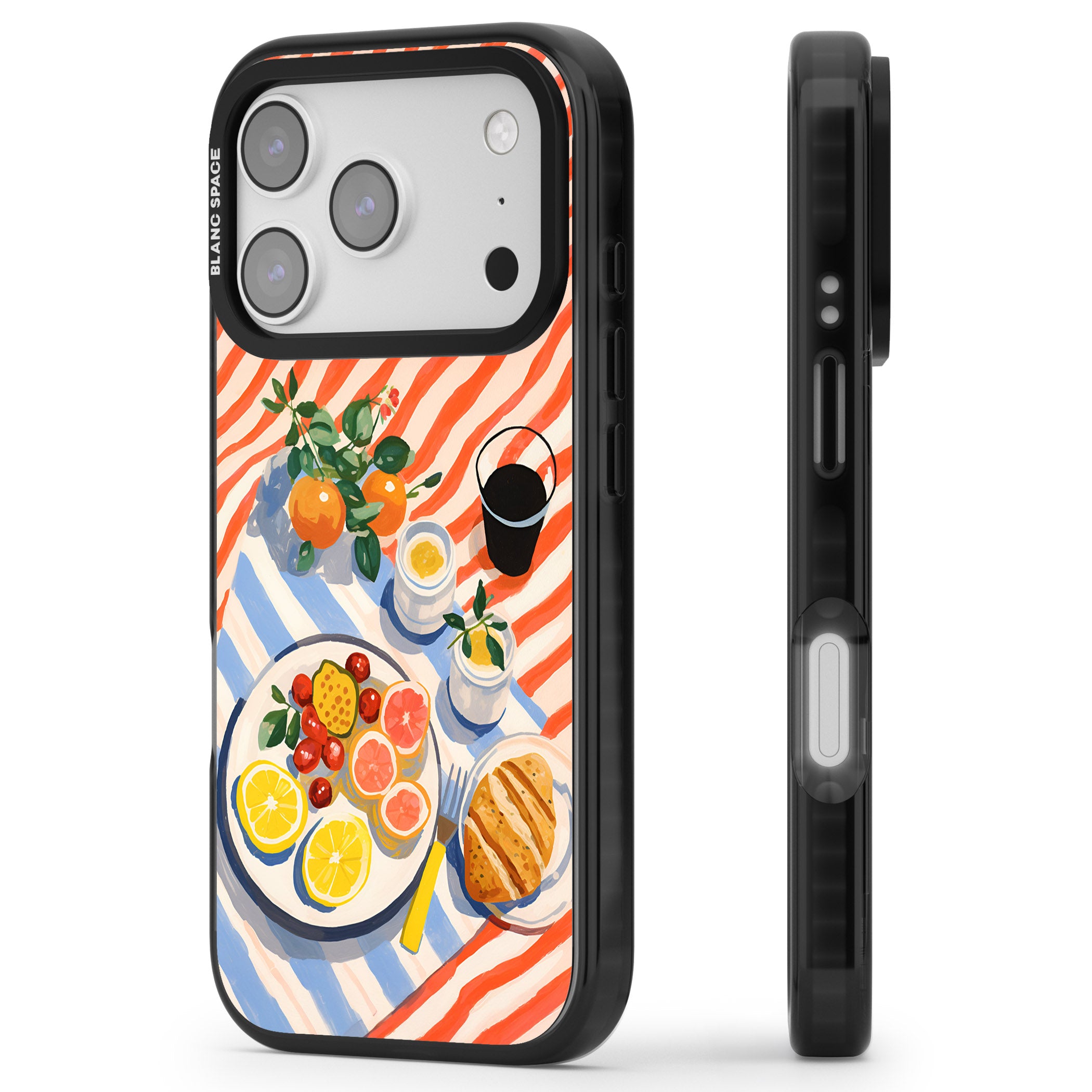 Citrus Picnic iPhone 17 Pro Impact Black Phone Case Side Profile