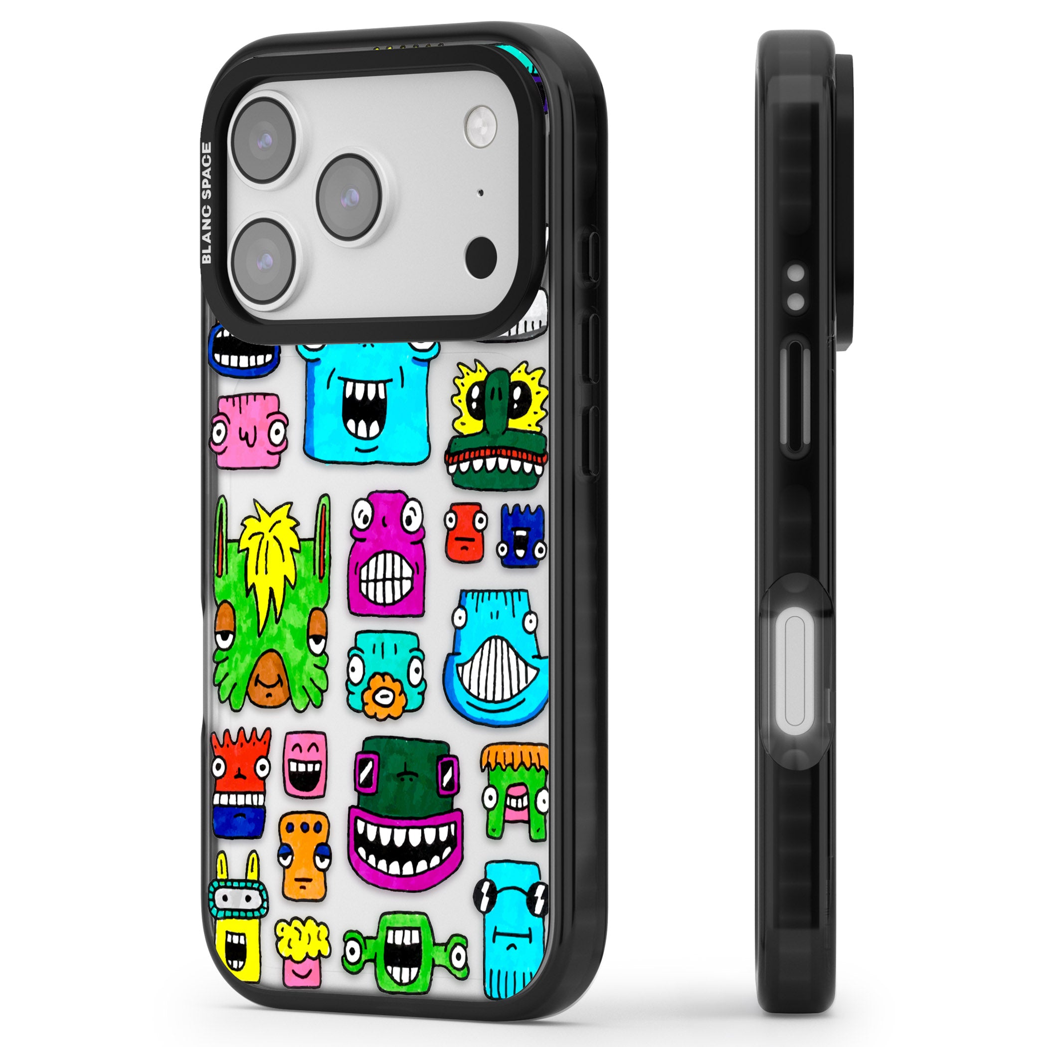 Burst Heads Colour iPhone 17 Pro Impact Black Phone Case Side Profile