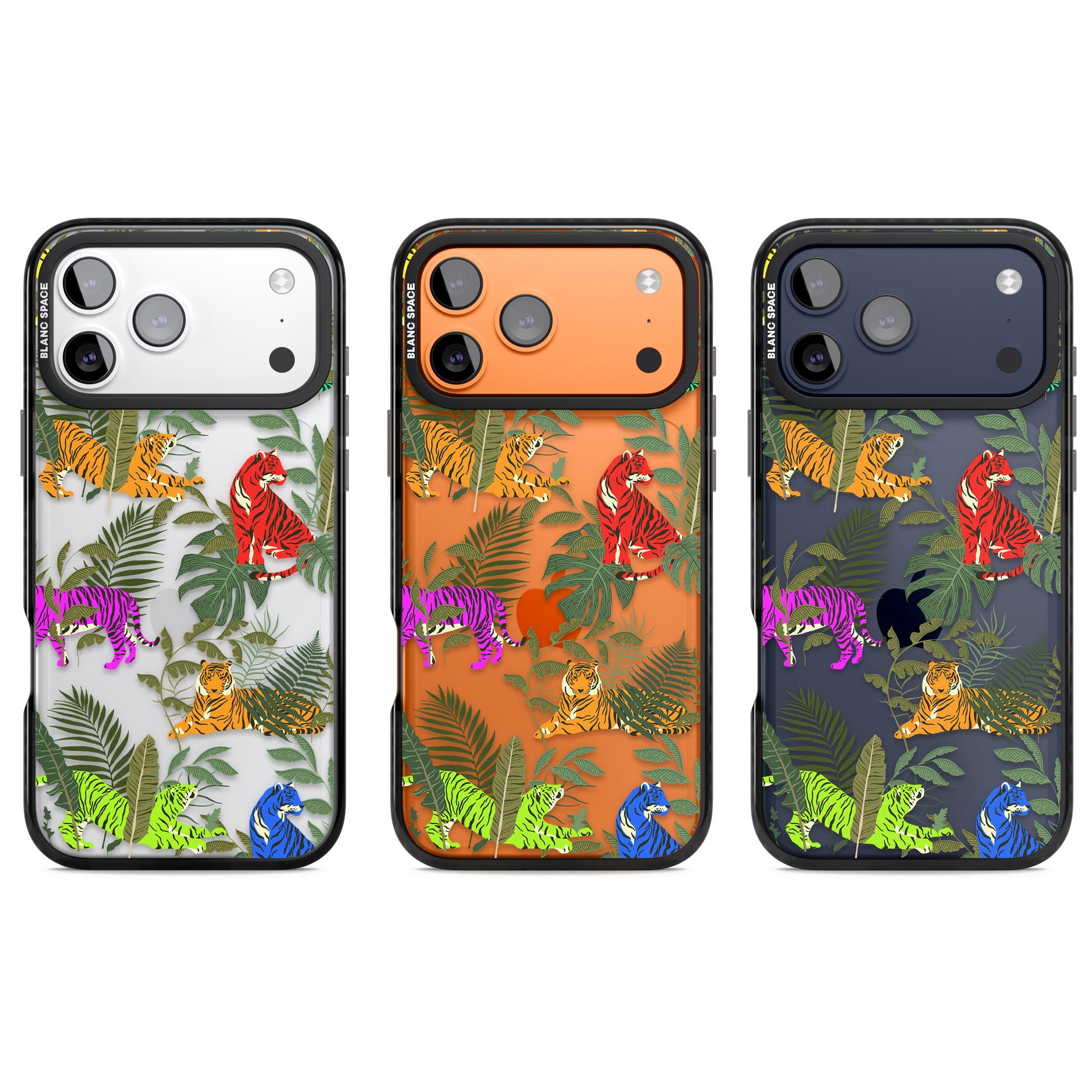 Colorful Jungle Tiger iPhone 17 Pro Impact Black Phone Case APT Impact Protection