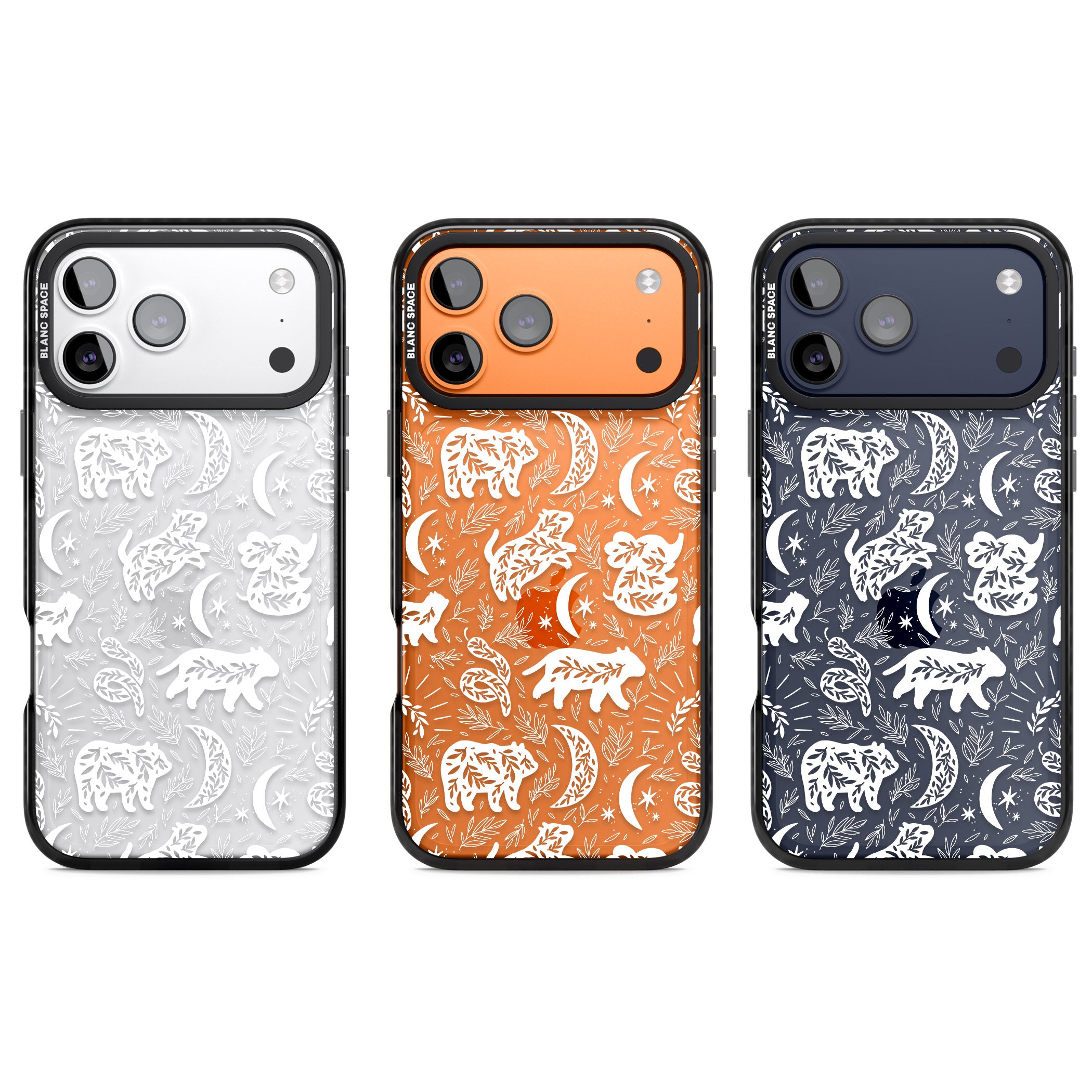 Forest Animal Silhouettes: White/Clear iPhone 17 Pro Impact Black Phone Case APT Impact Protection