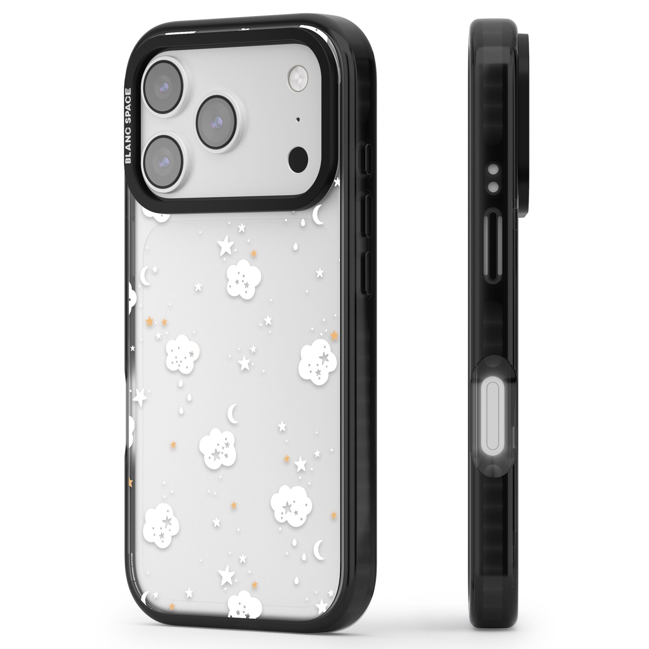 Starry Night Cloud iPhone 17 Pro Impact Black Phone Case Side Profile