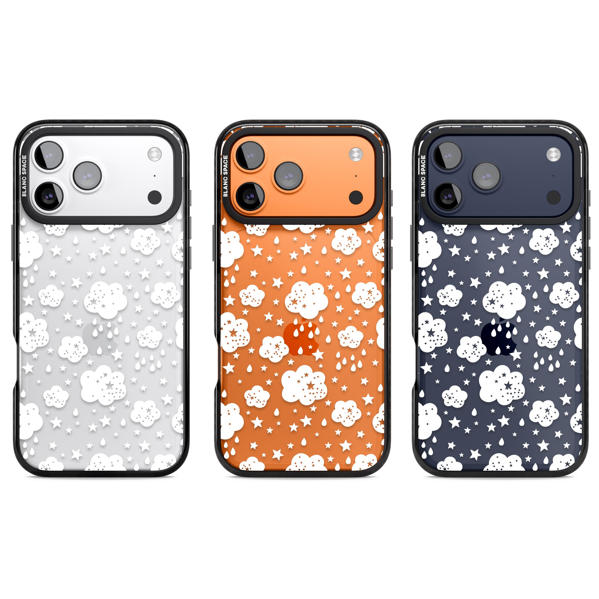 Starry Rain Clouds iPhone 17 Pro Impact Black Phone Case APT Impact Protection
