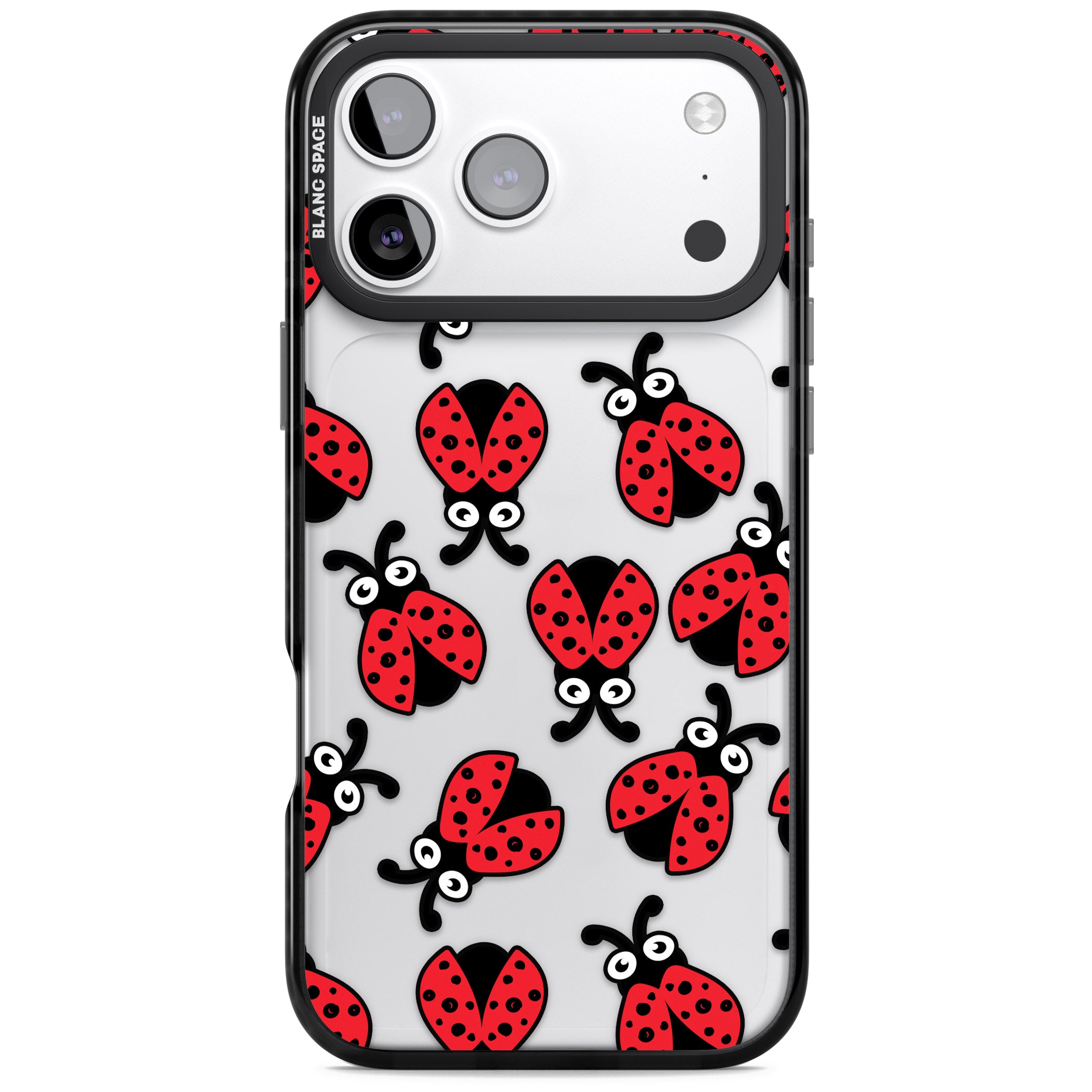 Ladybug Pattern iPhone 17 Pro Impact Black Phone Case