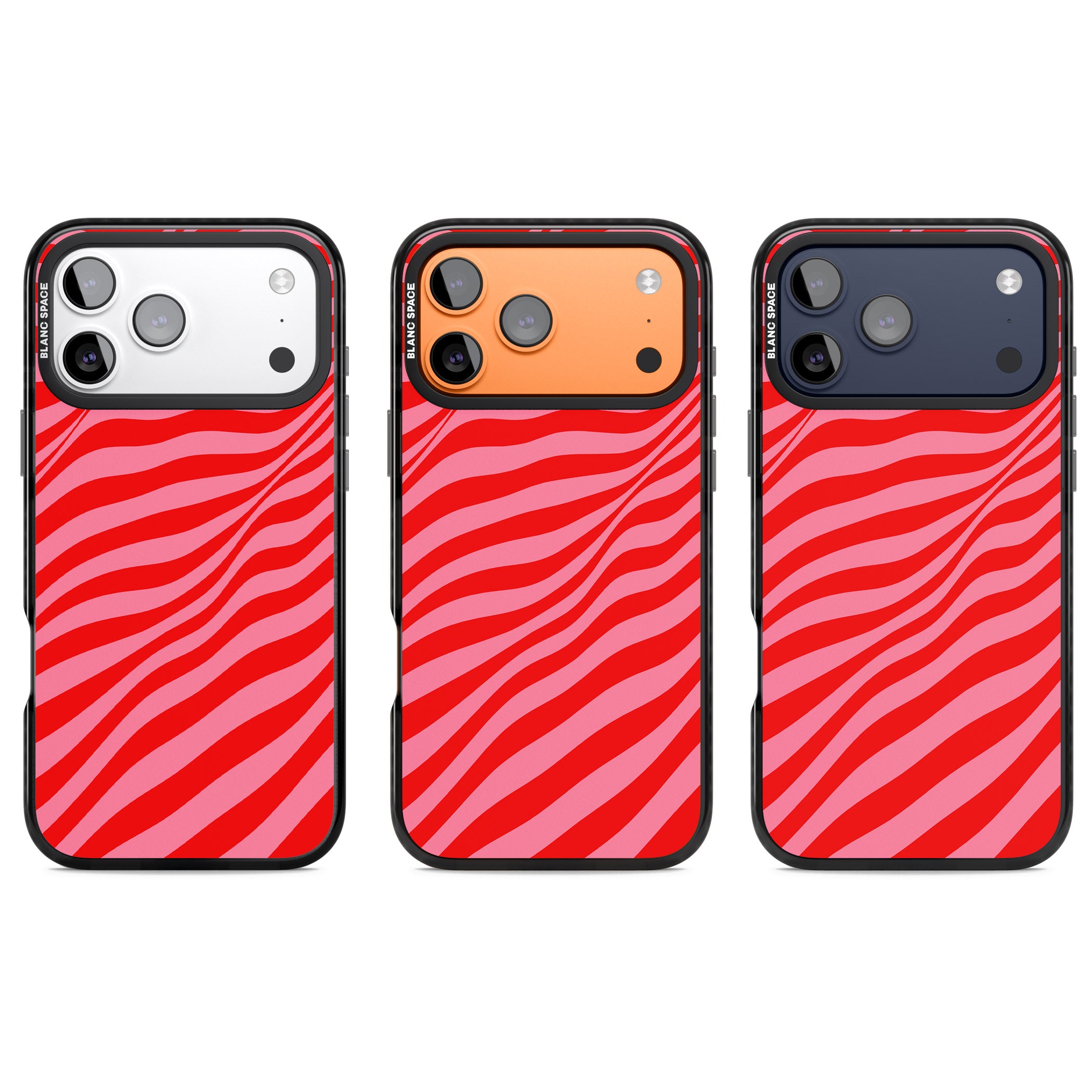 Pink & Red Distorted Line iPhone 17 Pro Impact Black Phone Case APT Impact Protection