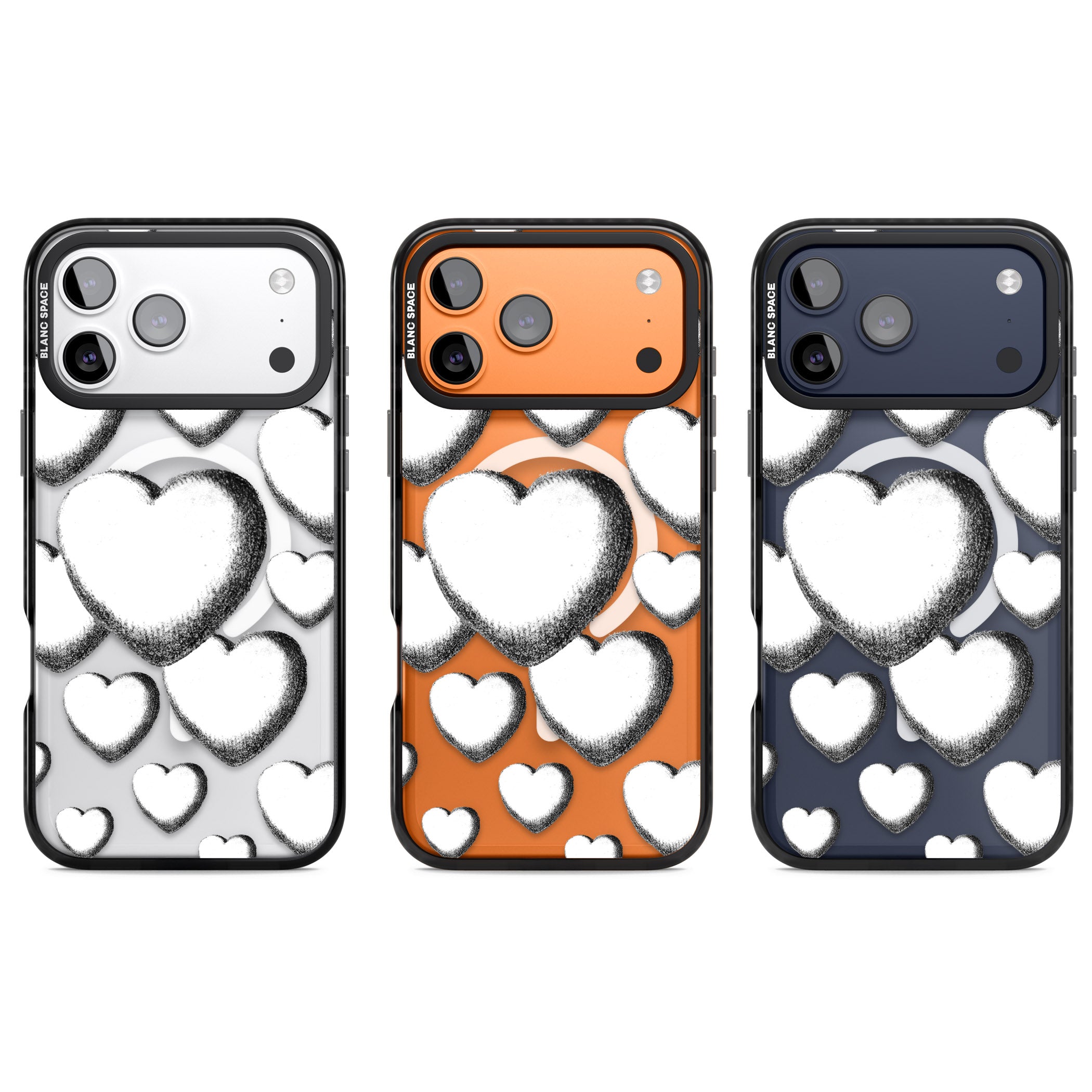 Hand Drawn Hearts iPhone 17 Pro Impact Pro Black Phone Case APT Impact Protection