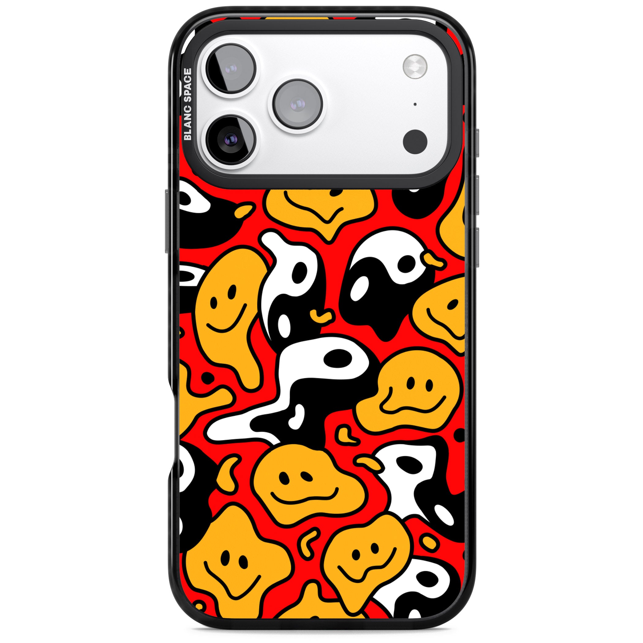 Yin Yang Acid Face iPhone 17 Pro Impact Pro Black Phone Case