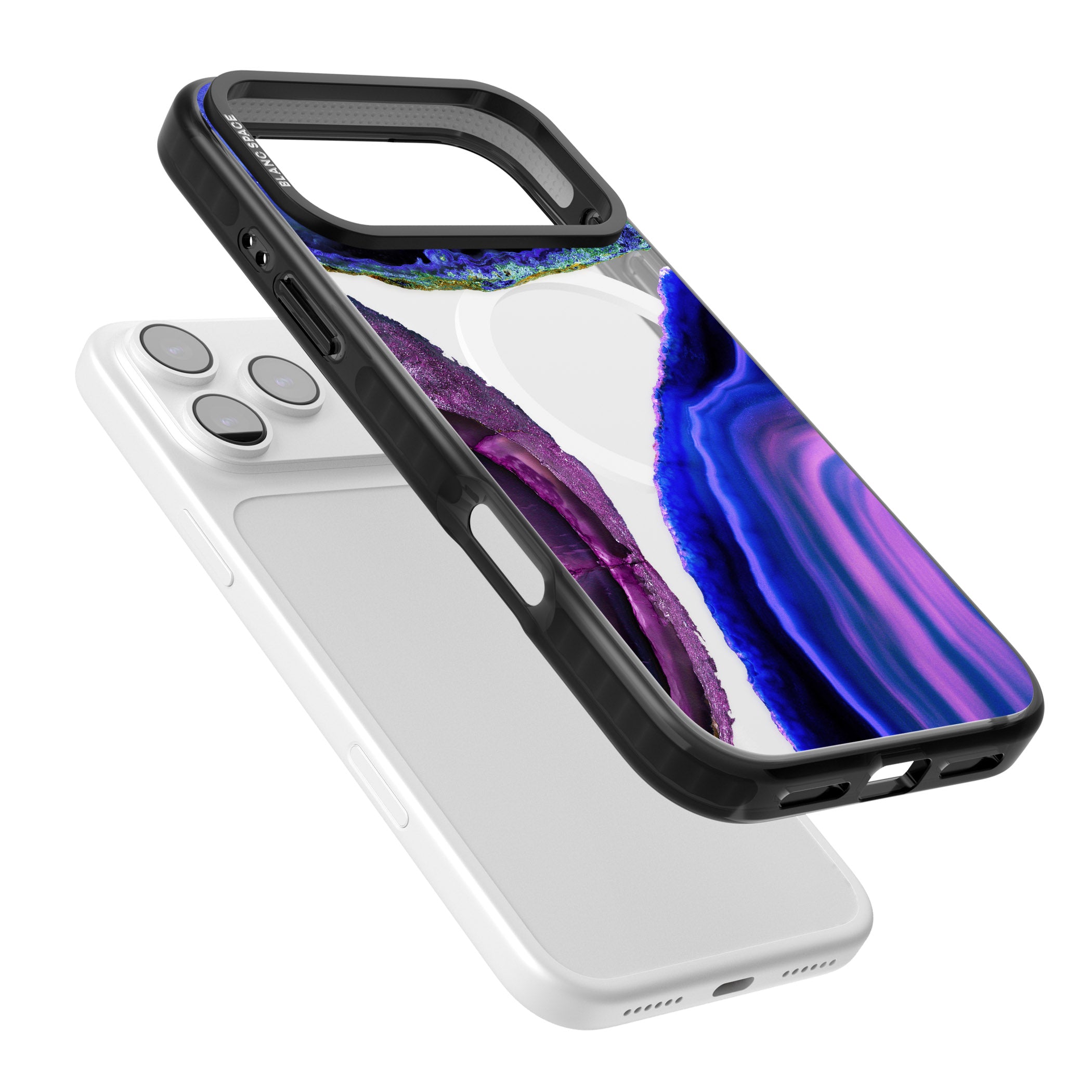 Violet Agate Slice iPhone 17 Pro Impact Pro Black Phone Case Colours