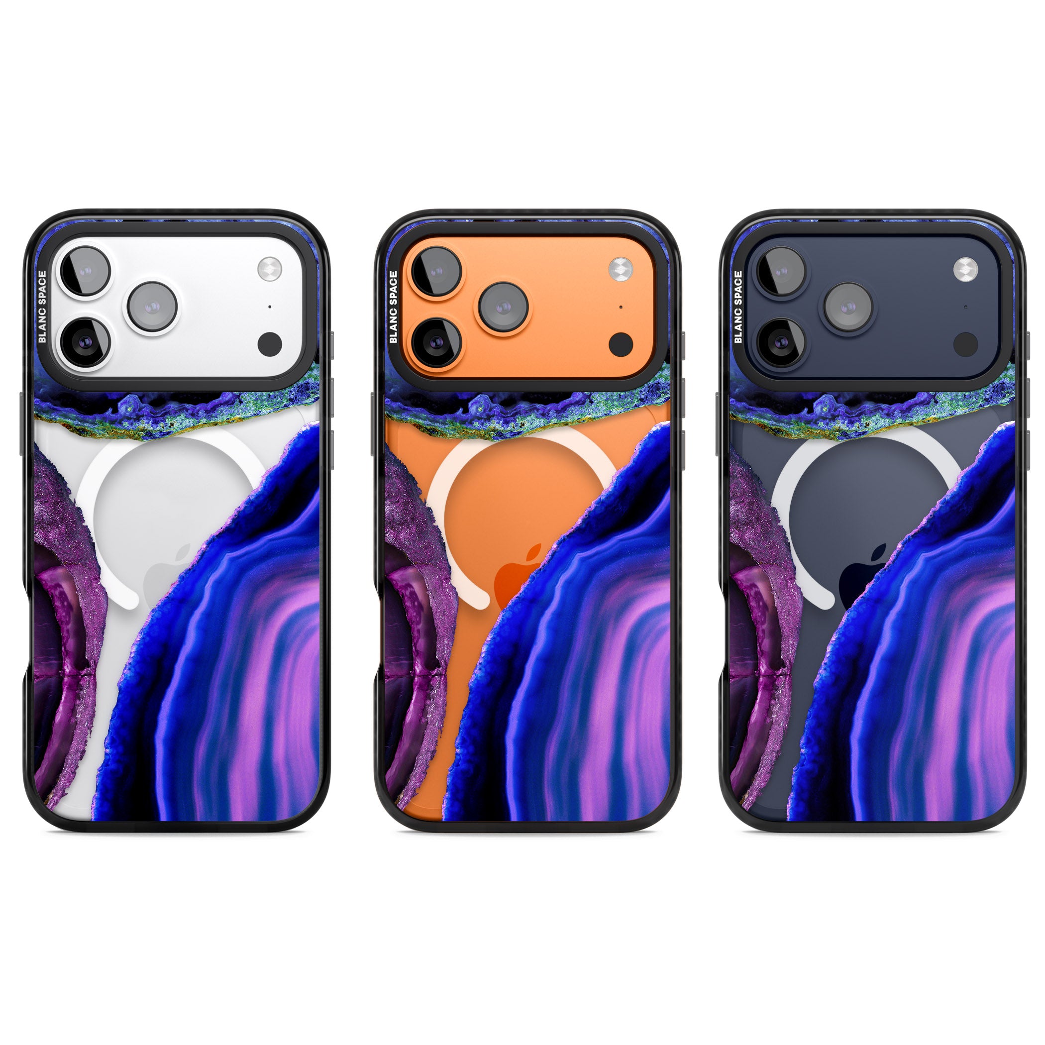 Violet Agate Slice iPhone 17 Pro Impact Pro Black Phone Case APT Impact Protection