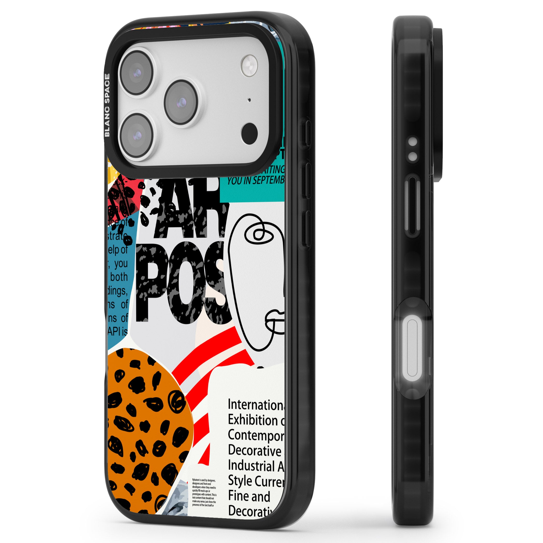 Abstract Art Poster iPhone 17 Pro Impact Pro Black Phone Case Side Profile