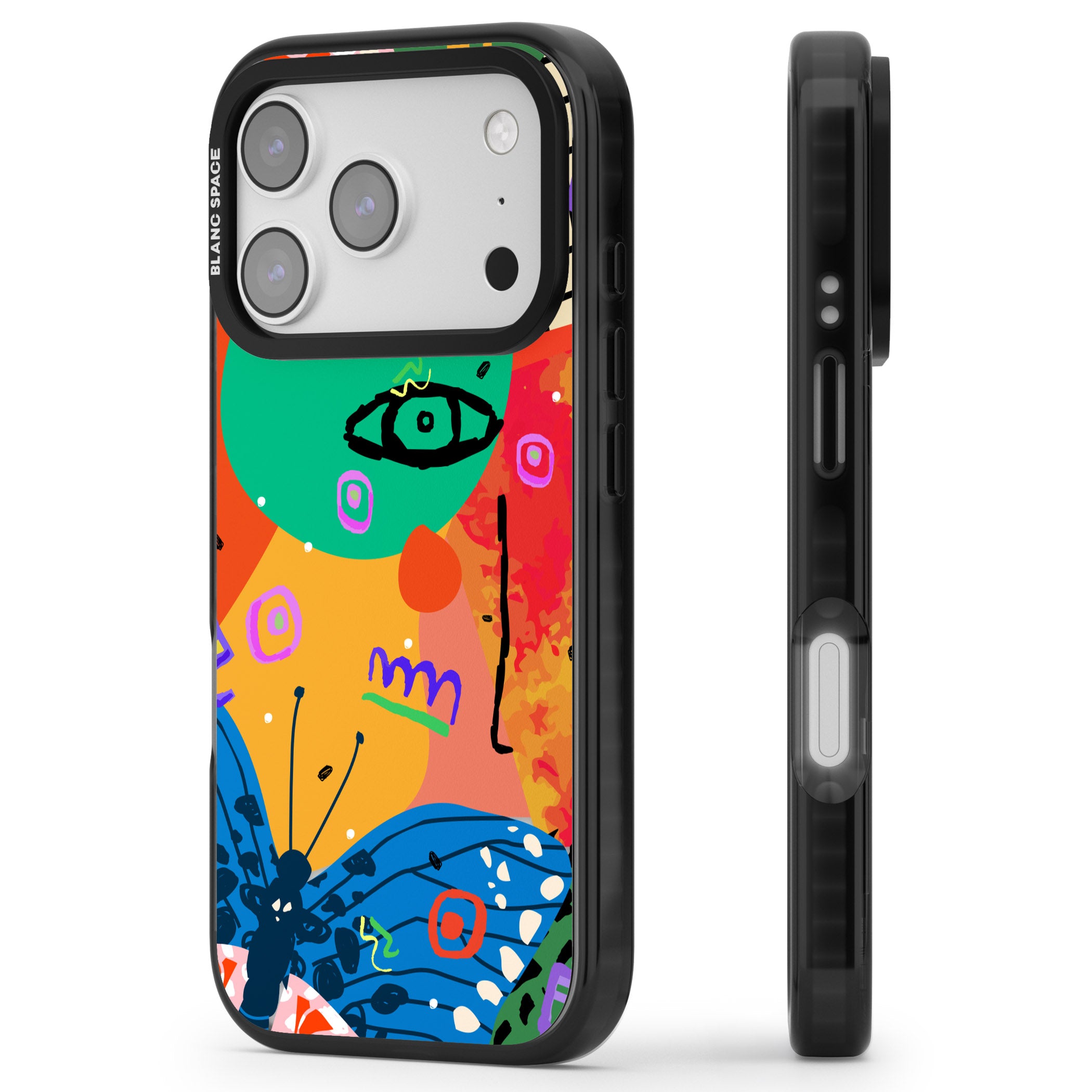 Abstract Butterfly iPhone 17 Pro Impact Pro Black Phone Case Side Profile