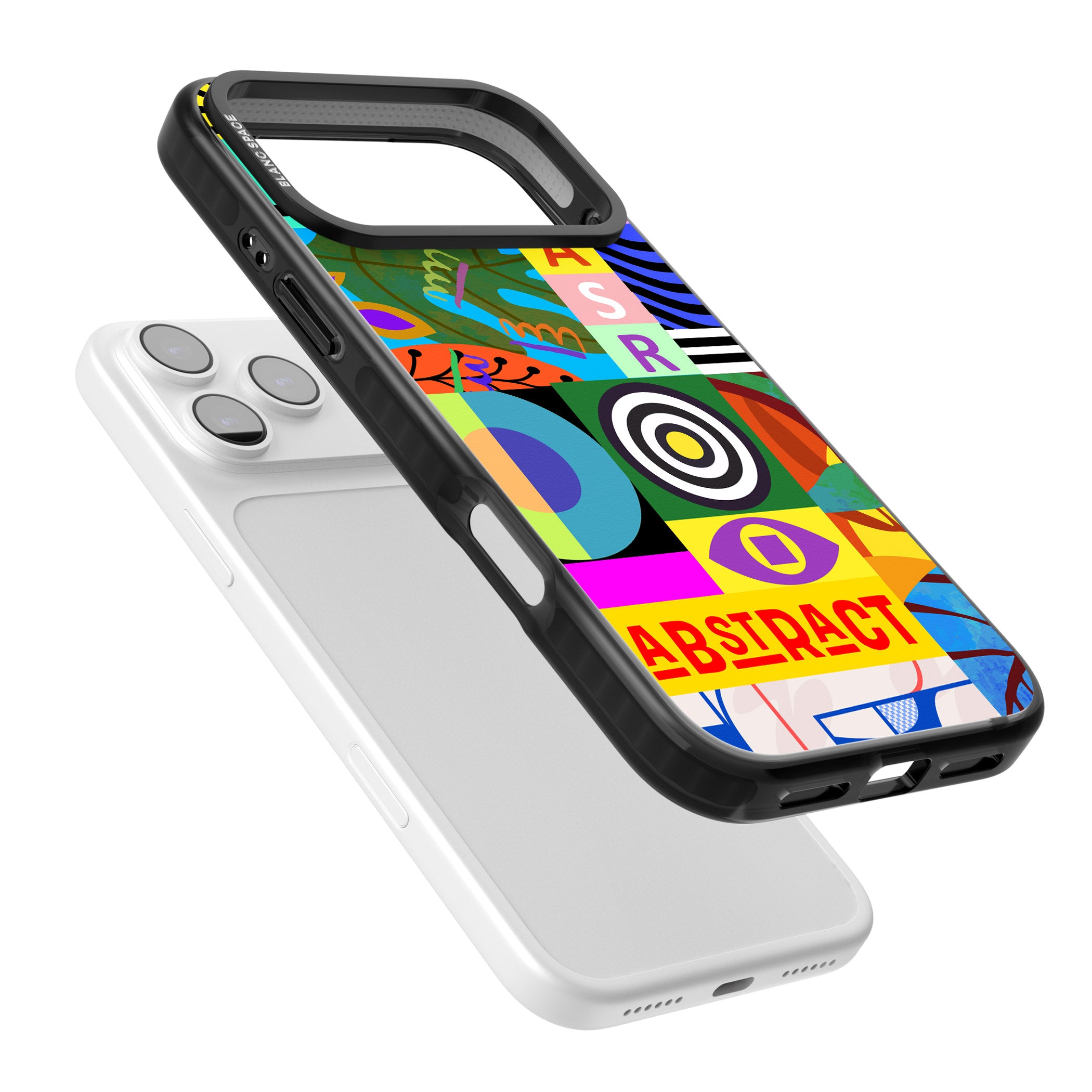 Abstract Pattern Patchwork iPhone 17 Pro Impact Pro Black Phone Case Colours