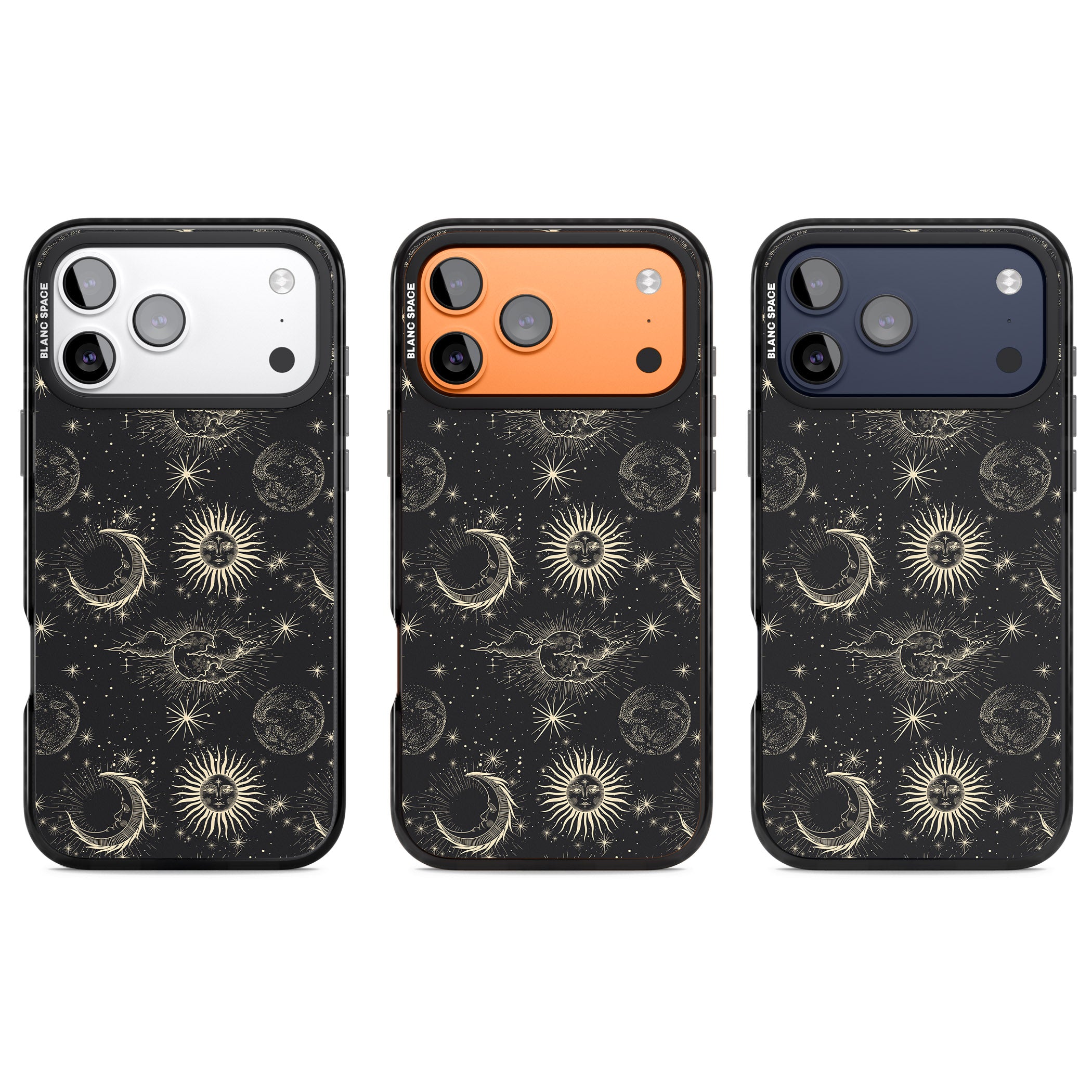 Suns & Moons Celestial Night iPhone 17 Pro Impact Pro Black Phone Case APT Impact Protection