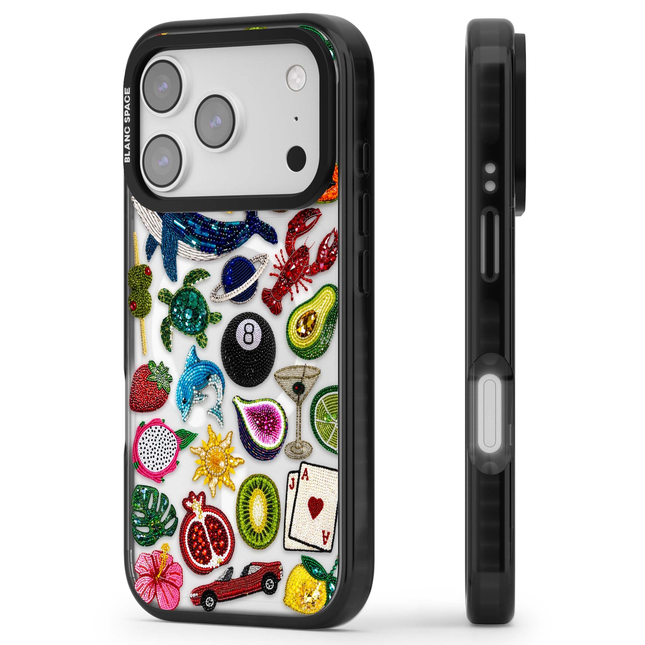 Beaded Mix cute iPhone case | Black Impact Magsafe case for iPhone 17 Pro, iPhone 17 Pro Max