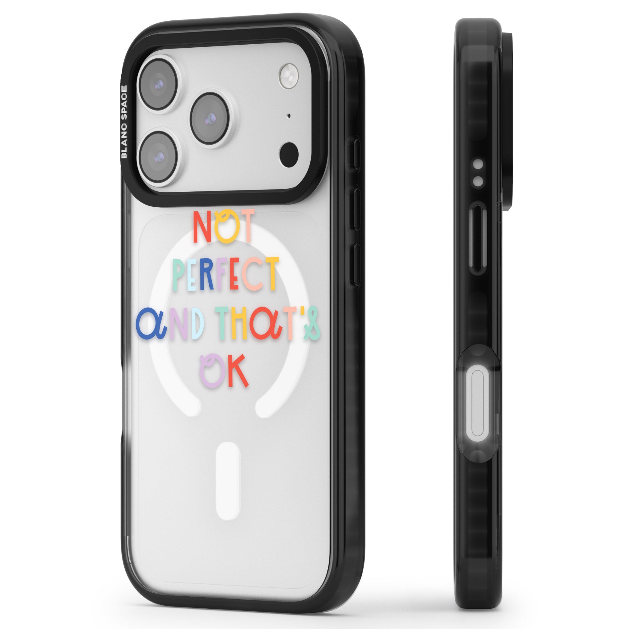 Not Perfect Clear iPhone 17 Pro Impact Pro Black Phone Case Side Profile