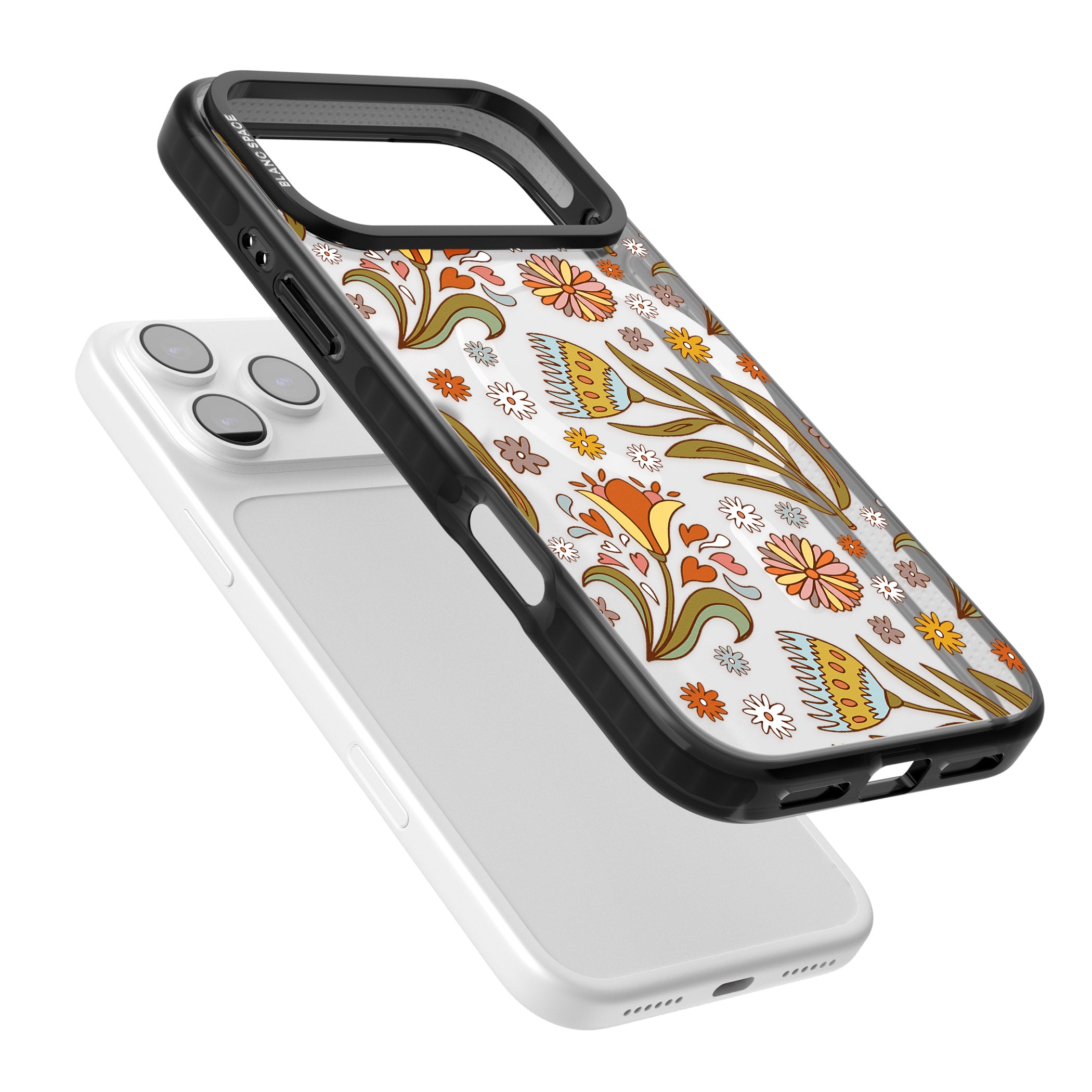 Boho Celestial Wildflower iPhone 17 Pro Impact Pro Black Phone Case Colours