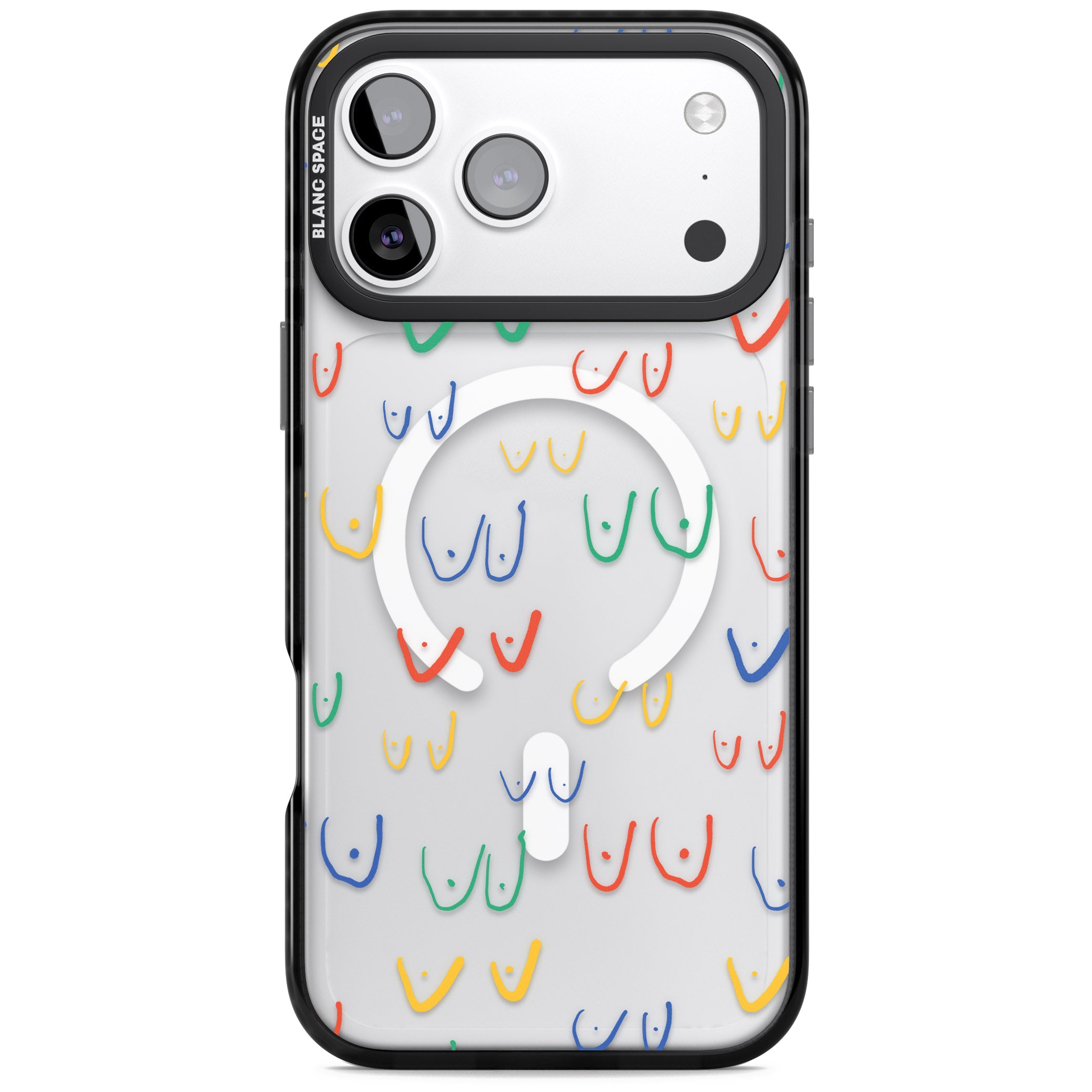 Boob Pattern (Mixed Colours) iPhone 17 Pro Impact Pro Black Phone Case