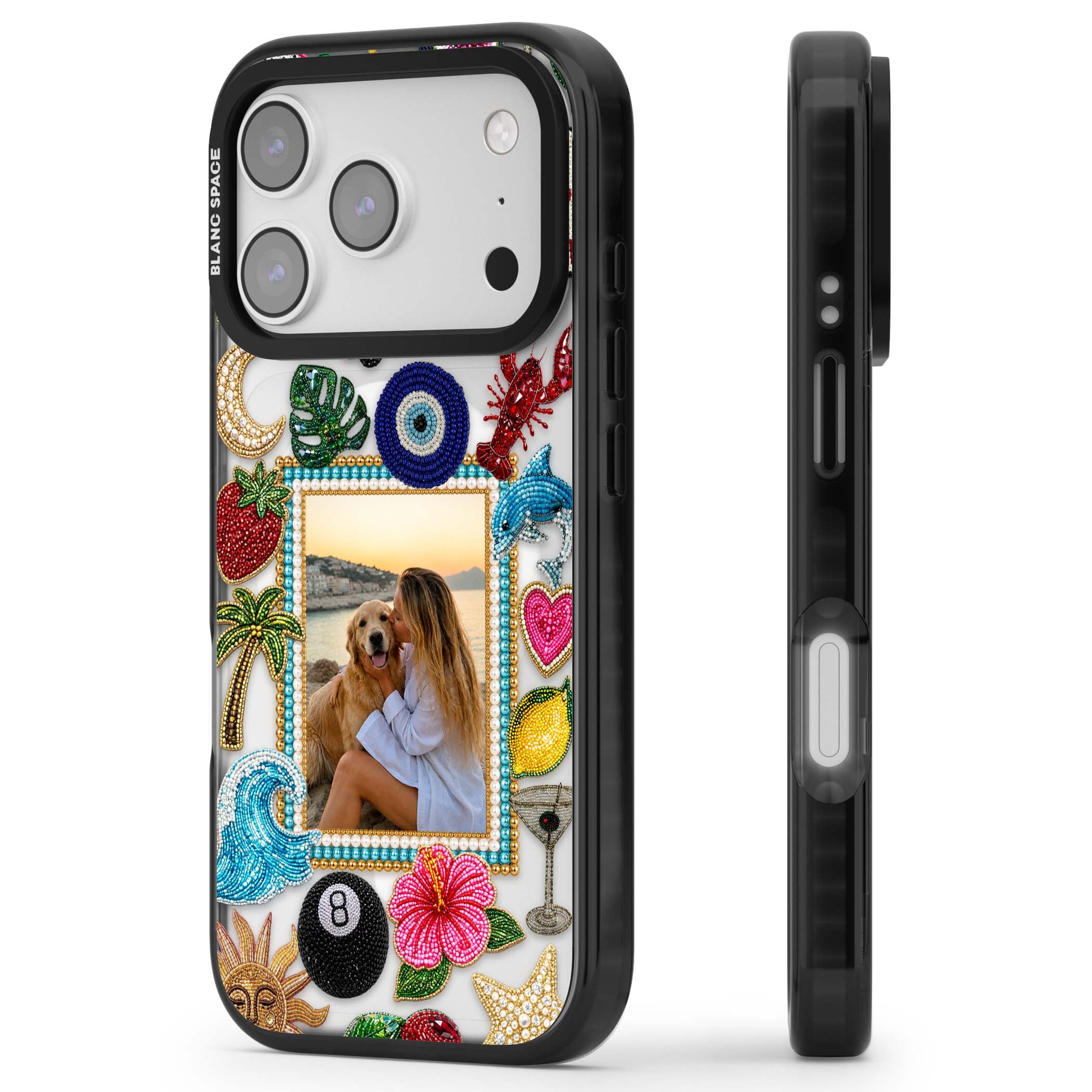 Beaded Photo coastal iPhone case | Black Impact Magsafe case for iPhone 17 Pro, iPhone 17 Pro Max