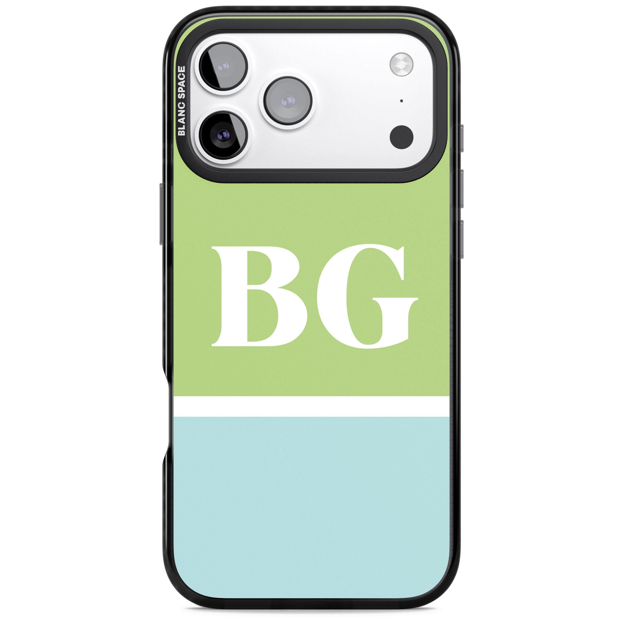 Personalised Colorblock: Green & Turquoise iPhone 17 Pro Impact Pro Black Phone Case