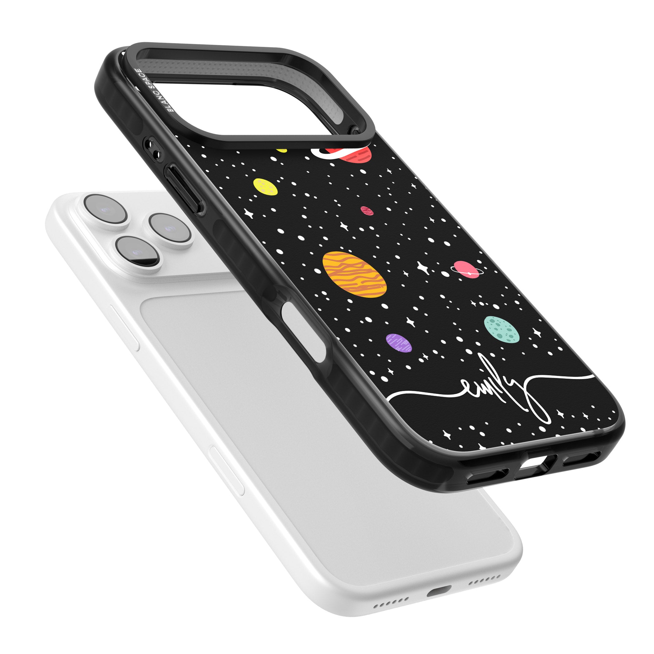 Personalised Cute Cartoon Planet iPhone 17 Pro Max Impact Pro Black Phone Case Colours