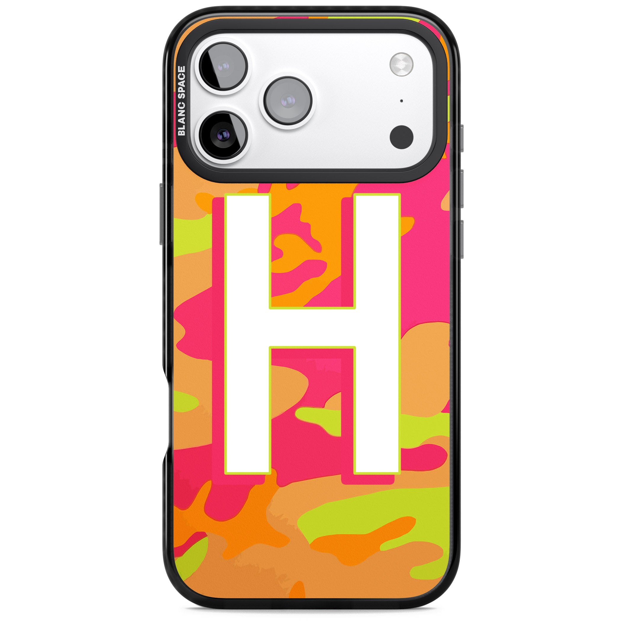 Personalised Neon Camo iPhone 17 Pro Impact Pro Black Phone Case
