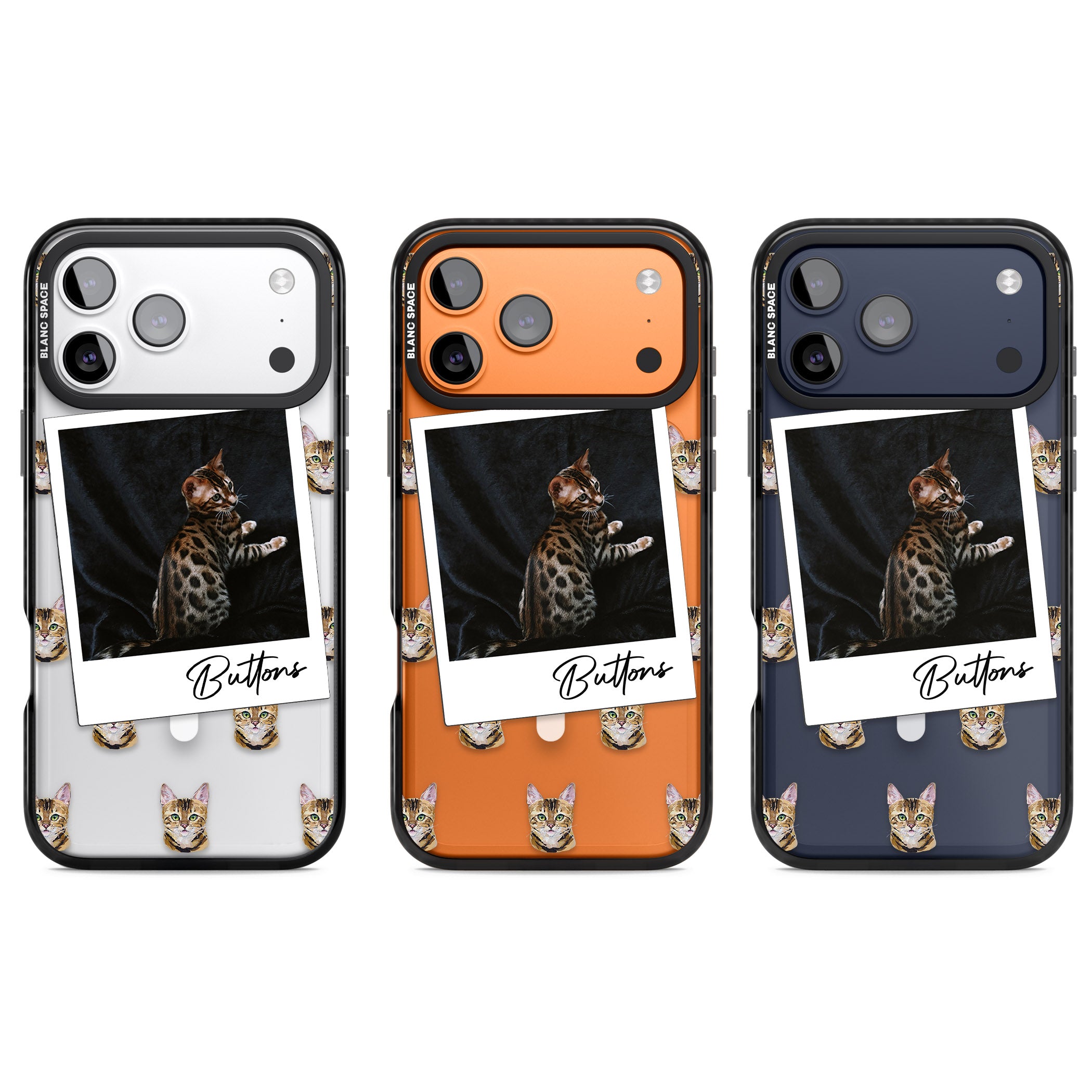 Personalised Bengal Cat Photo iPhone 17 Pro Impact Pro Black Phone Case APT Impact Protection