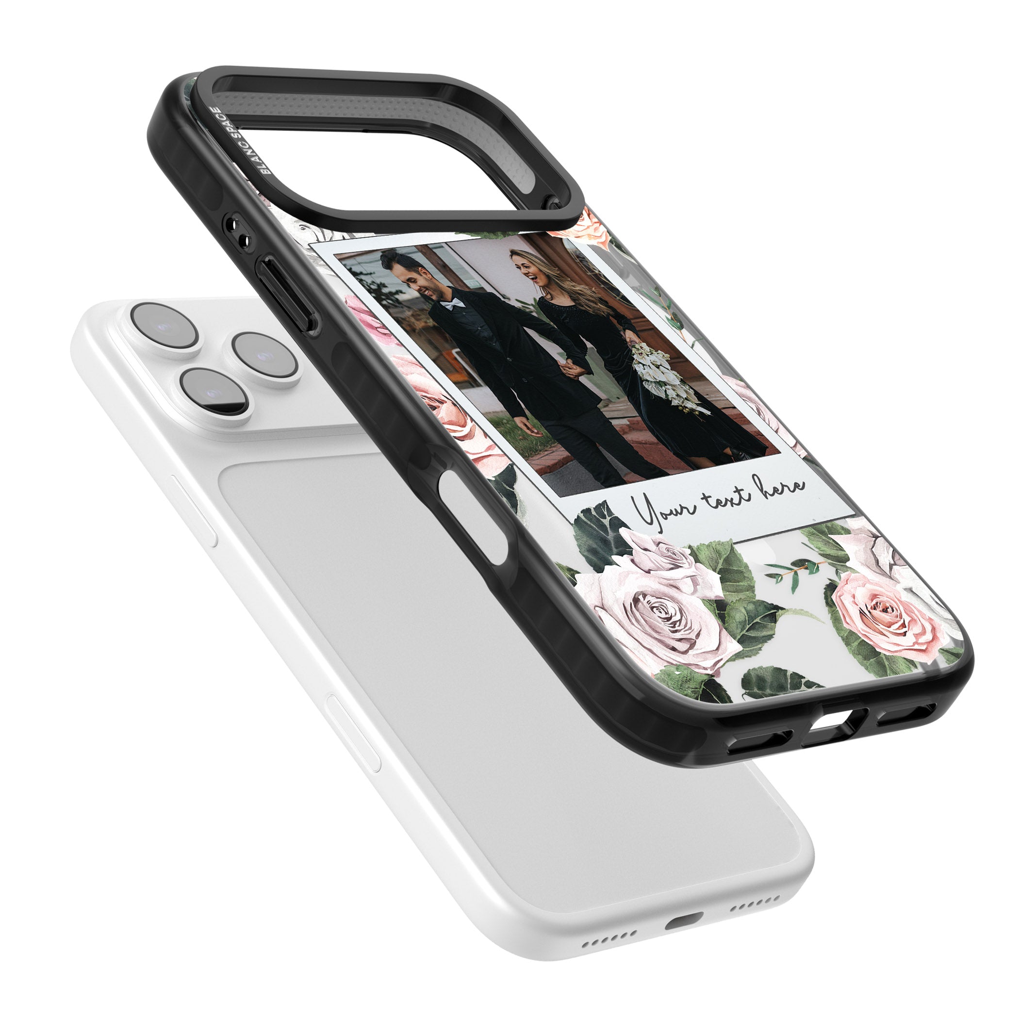 Personalised Floral Instant Camera Photo iPhone 17 Pro Max Impact Pro Black Phone Case Colours