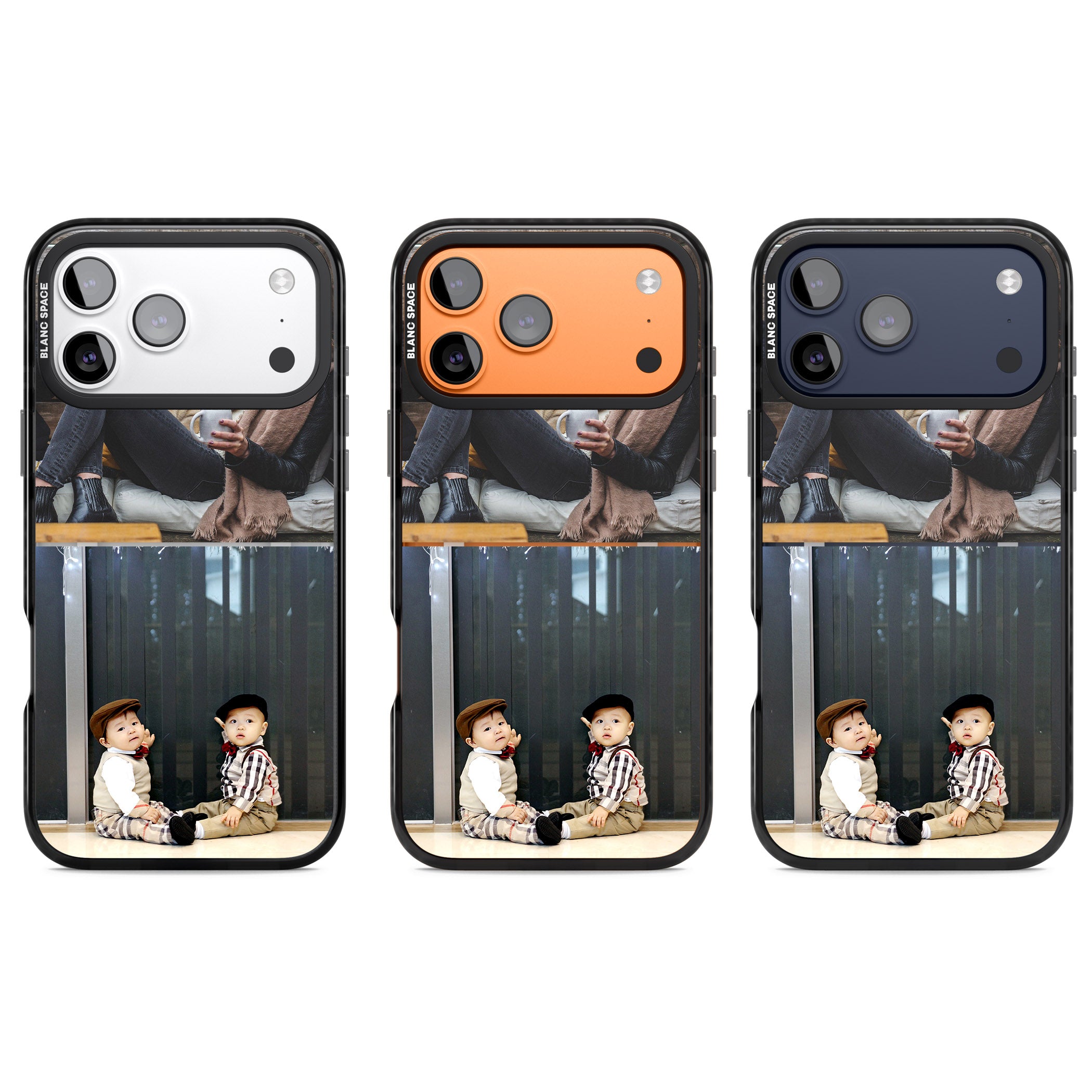 Personalised 2 Photo Grid iPhone 17 Pro Impact Pro Black Phone Case APT Impact Protection