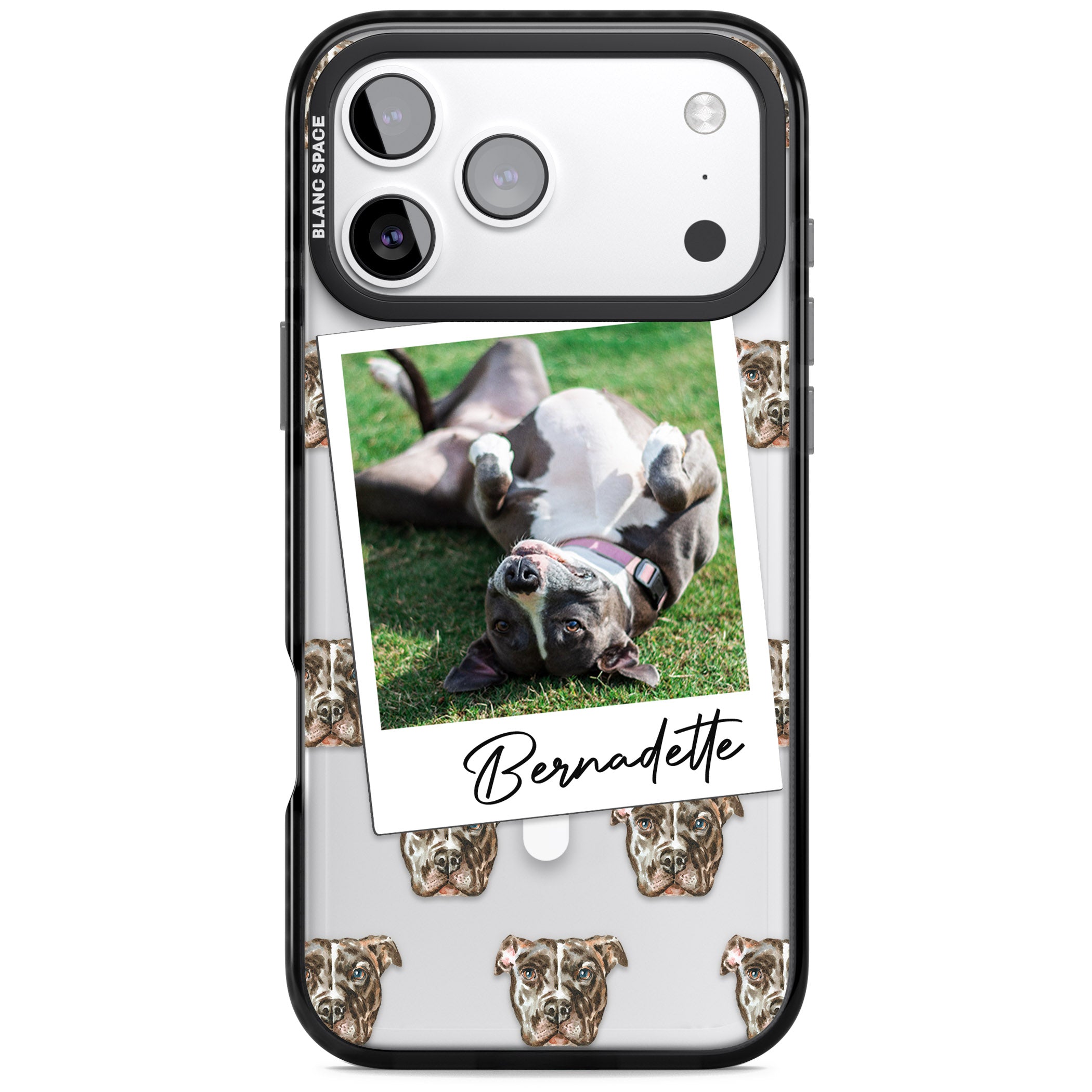 Personalised Staffordshire Bull Terrier Instant Camera Photo iPhone 17 Pro Impact Pro Black Phone Case