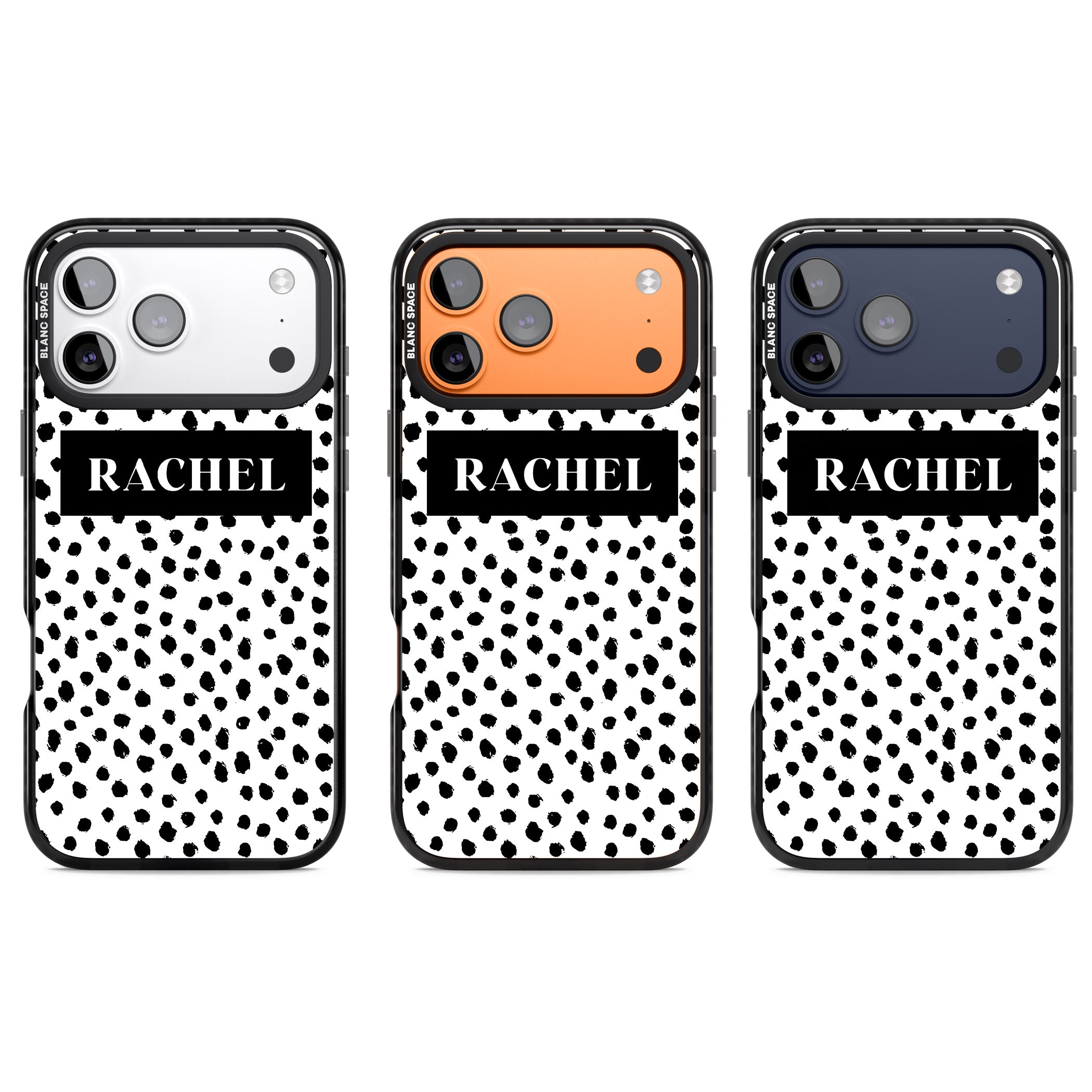 Personalised Black Dots iPhone 17 Pro Impact Pro Black Phone Case APT Impact Protection