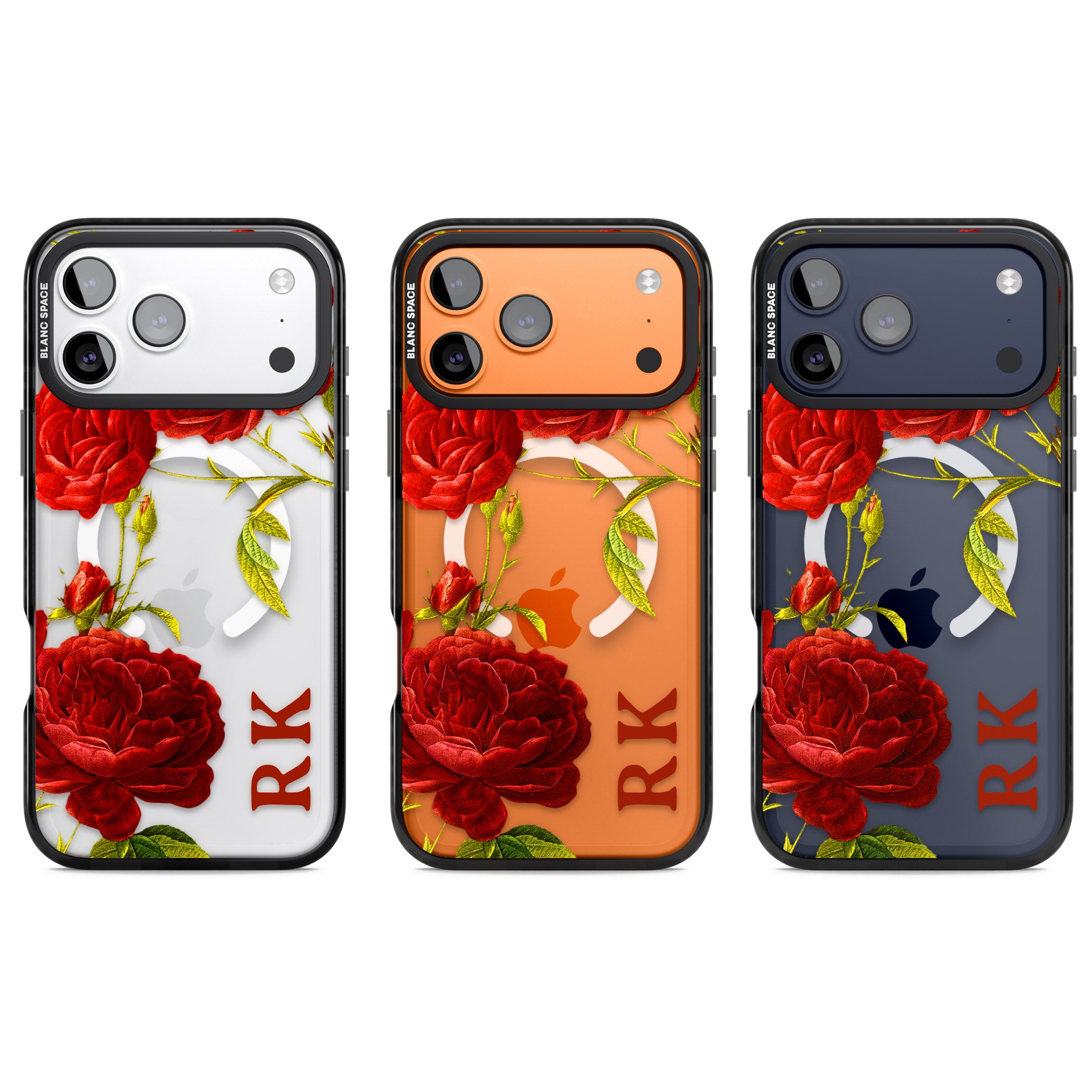 Personalised Vintage Floral Red Roses iPhone 17 Pro Impact Pro Black Phone Case APT Impact Protection