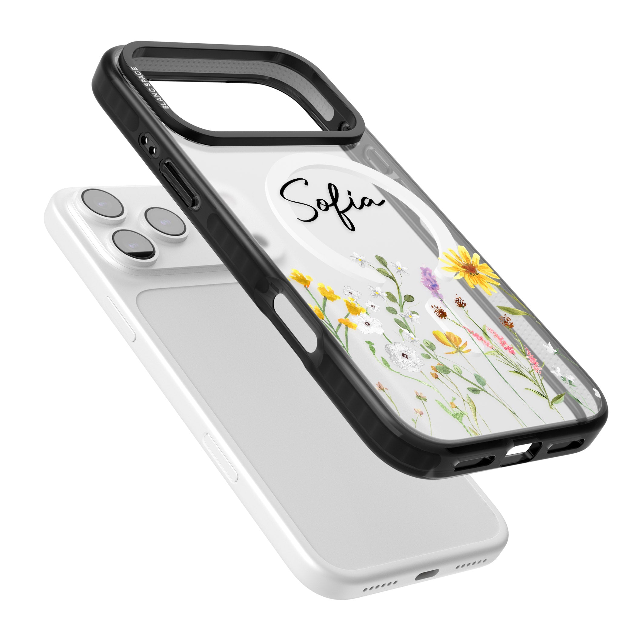 Personalised April Wildfowers iPhone 17 Pro Impact Pro Black Phone Case Colours