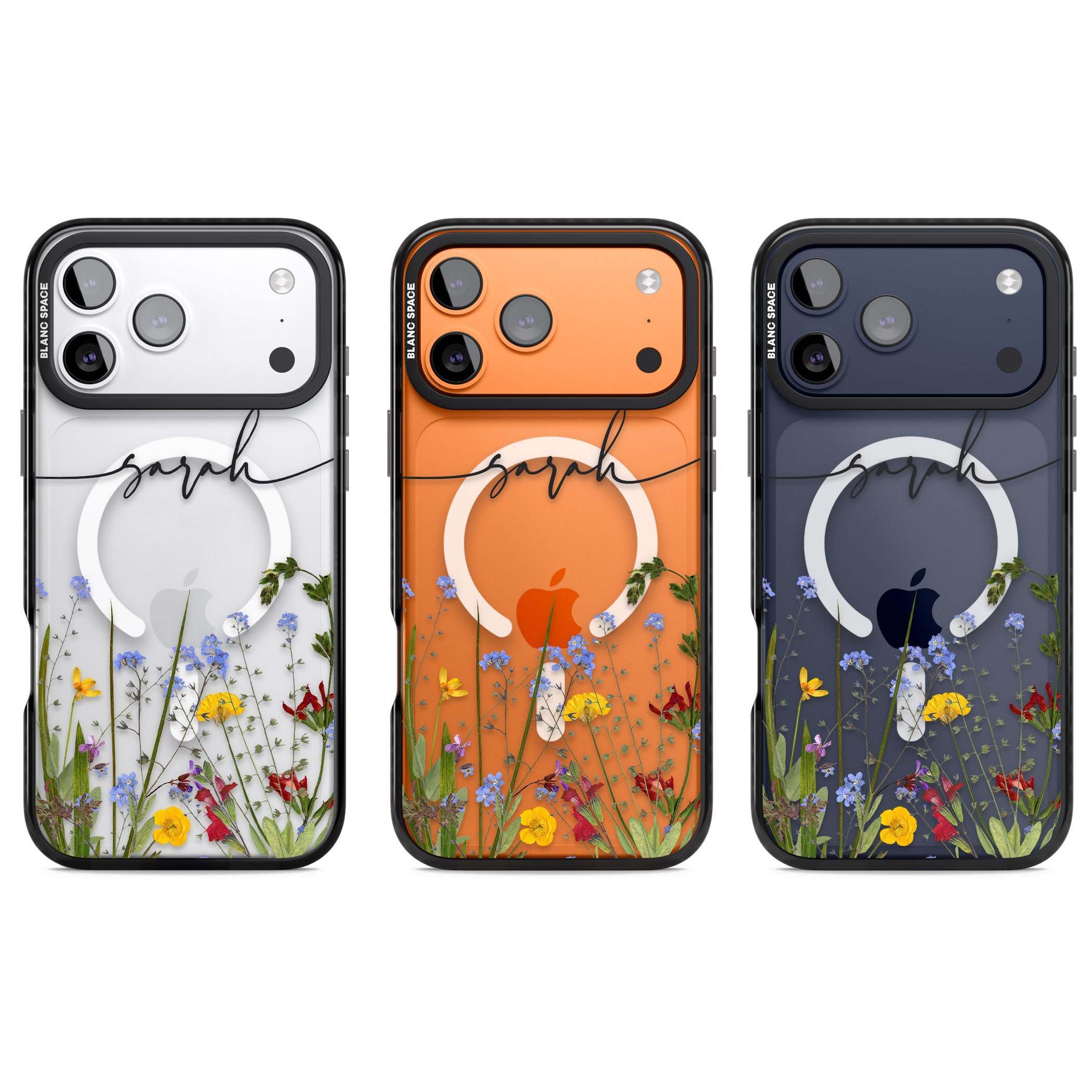 Personalised Wildflower Floral iPhone 17 Pro Impact Pro Black Phone Case APT Impact Protection