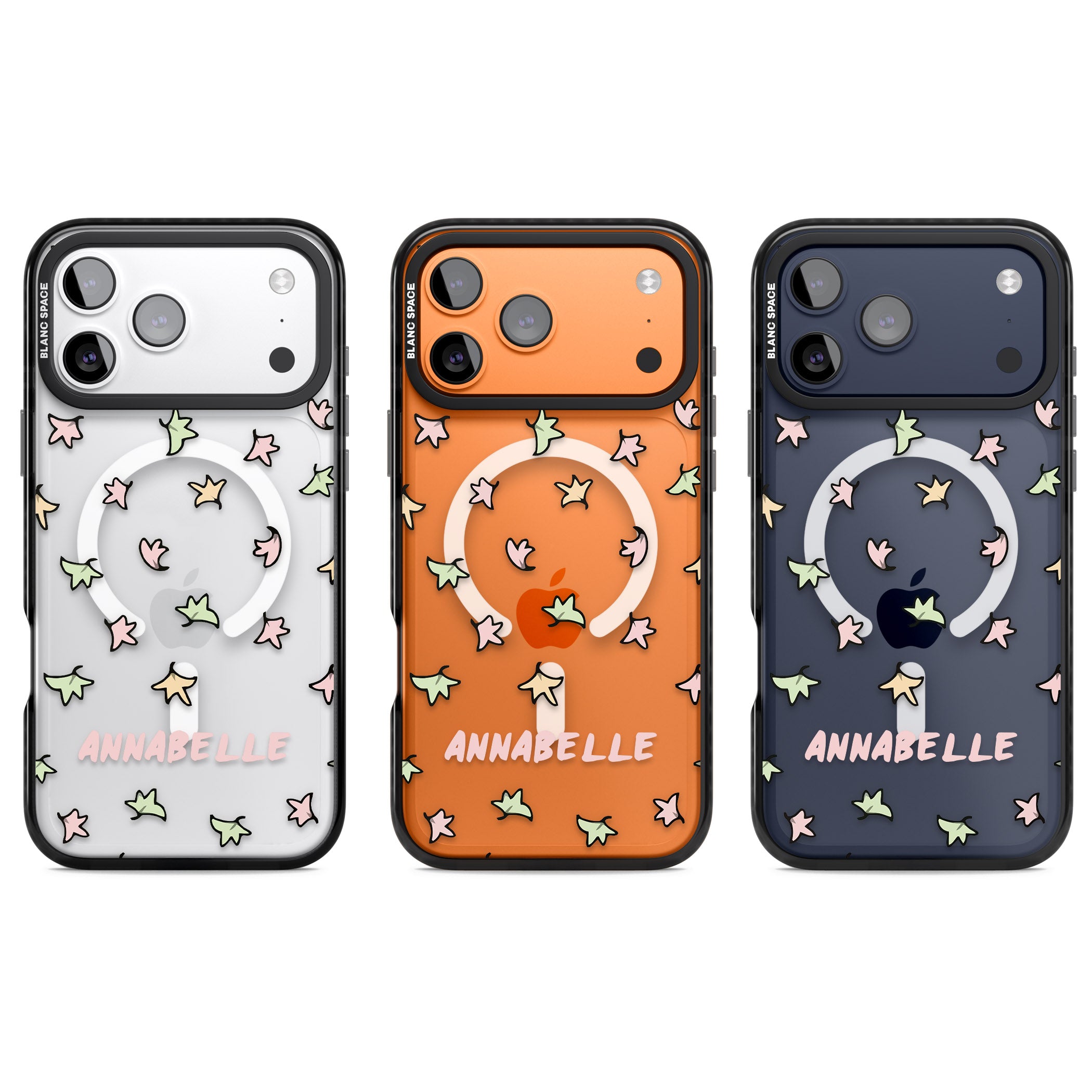 Personalised Heartstopper Leaves Pattern iPhone 17 Pro Impact Pro Black Phone Case APT Impact Protection