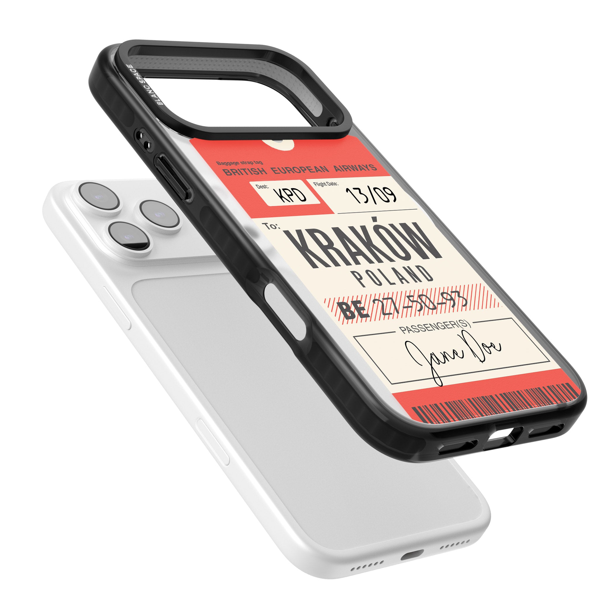 Personalised Vintage Bea Luggage Tag iPhone 17 Pro Impact Pro Black Phone Case Colours