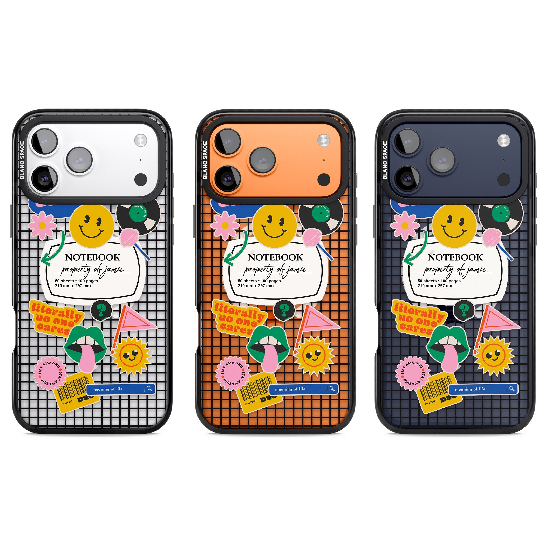 Personalised Sticker Mix Grid iPhone 17 Pro Impact Pro Black Phone Case APT Impact Protection