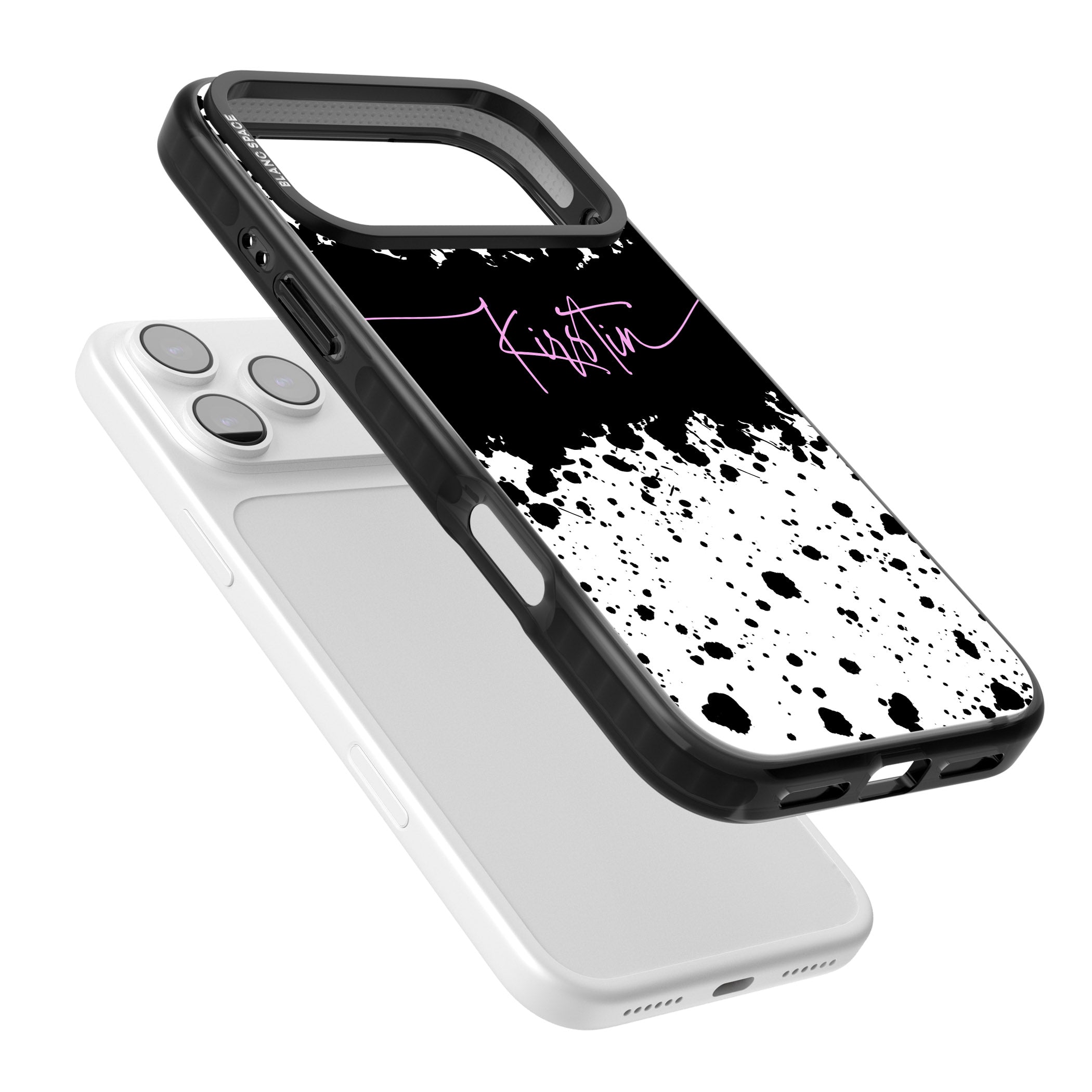 Personalised Bold Paint Splatters iPhone 17 Pro Impact Pro Black Phone Case Colours